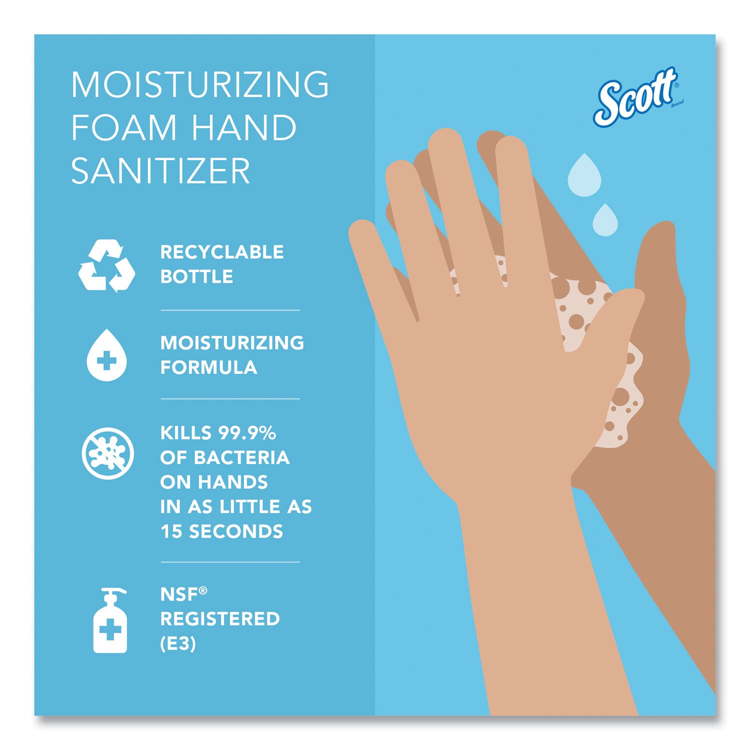 Scott Hand Sanitizer Foam Refill - Fresh Scent - 1.06 quart - Kill Germs - Hand - Moisturizing - Clear - 6 / Carton