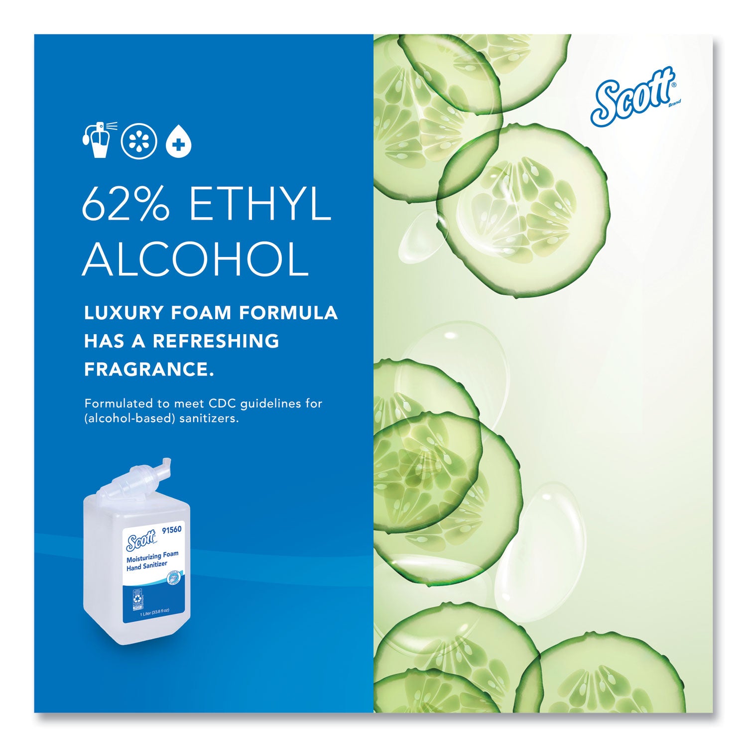 Scott Hand Sanitizer Foam Refill - Fresh Scent - 1.06 quart - Kill Germs - Hand - Moisturizing - Clear - 6 / Carton
