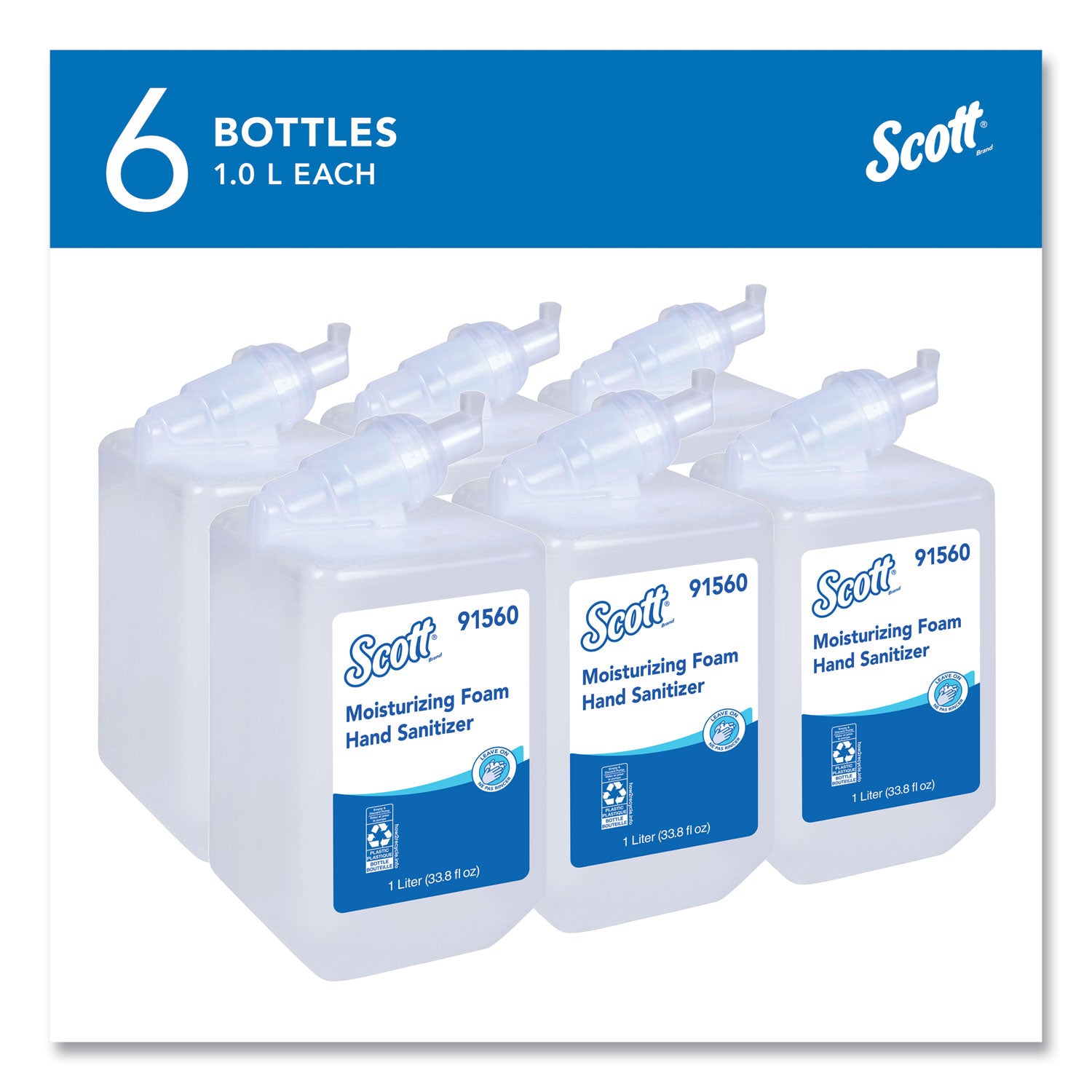 Scott Hand Sanitizer Foam Refill - Fresh Scent - 1.06 quart - Kill Germs - Hand - Moisturizing - Clear - 6 / Carton
