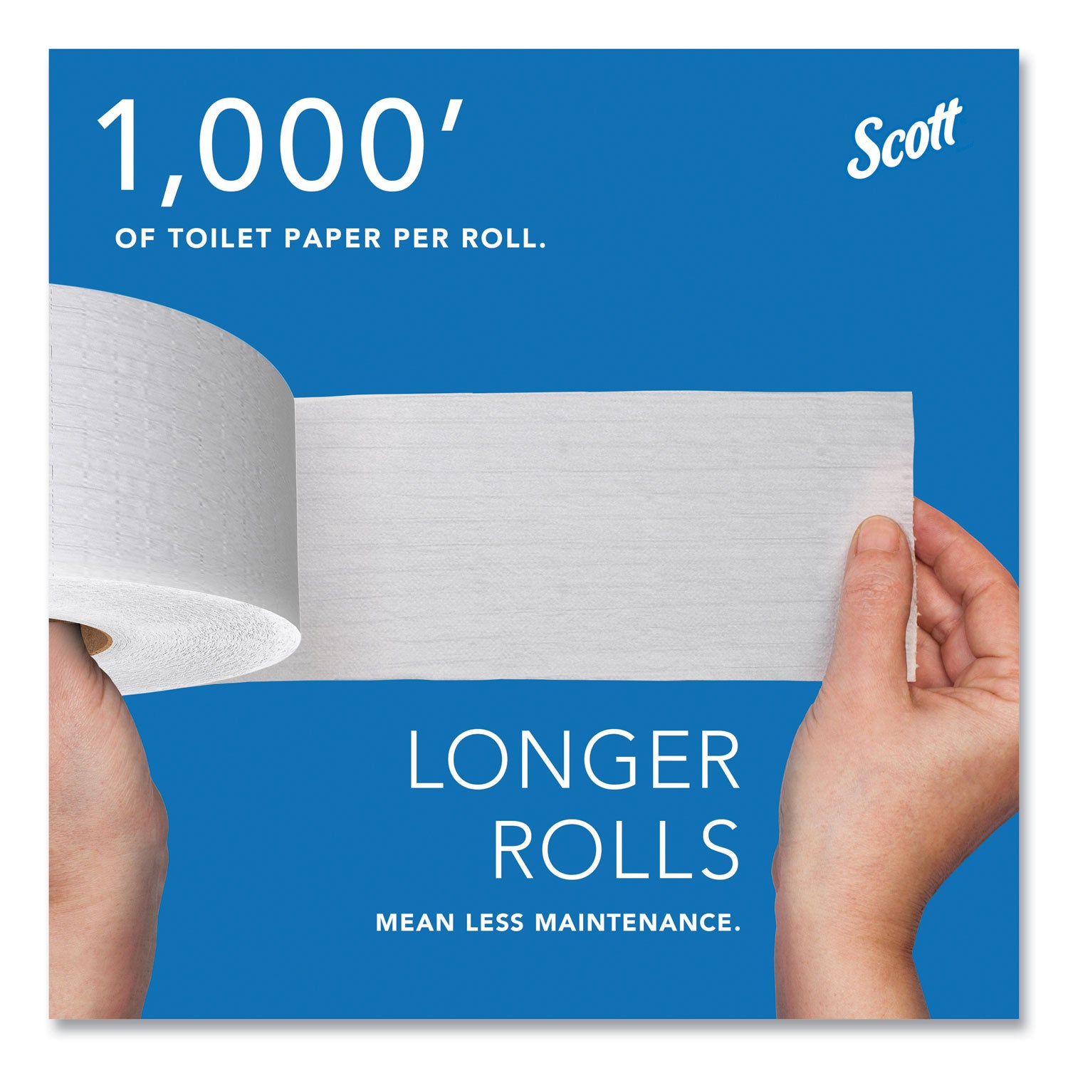Scott High-Capacity Jumbo Roll Toilet Paper - 2 Ply - 3.55" Width x 1000 ft Length - White - 1 Carton