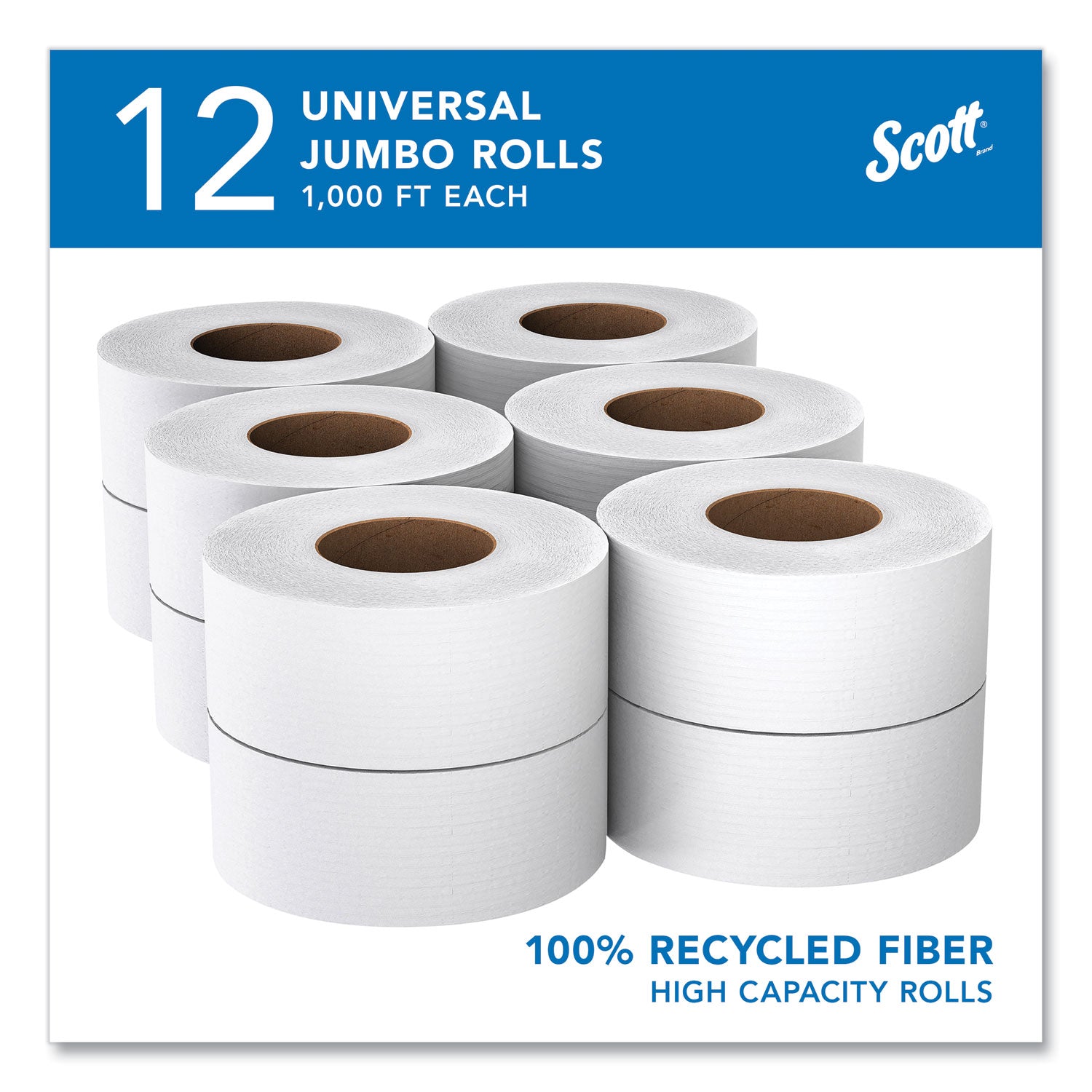 2 Ply - 3.55" Width x 1000 ft Length - White - Fiber - 12 / Carton