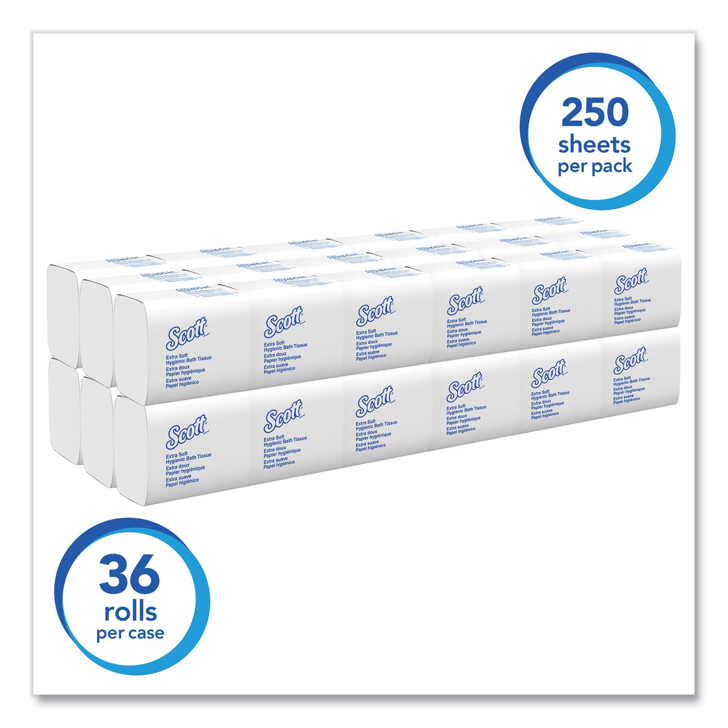 2 Ply - 4.50" Width x 8.30" Length - White - Fiber - 250/Pack - 36 / Carton