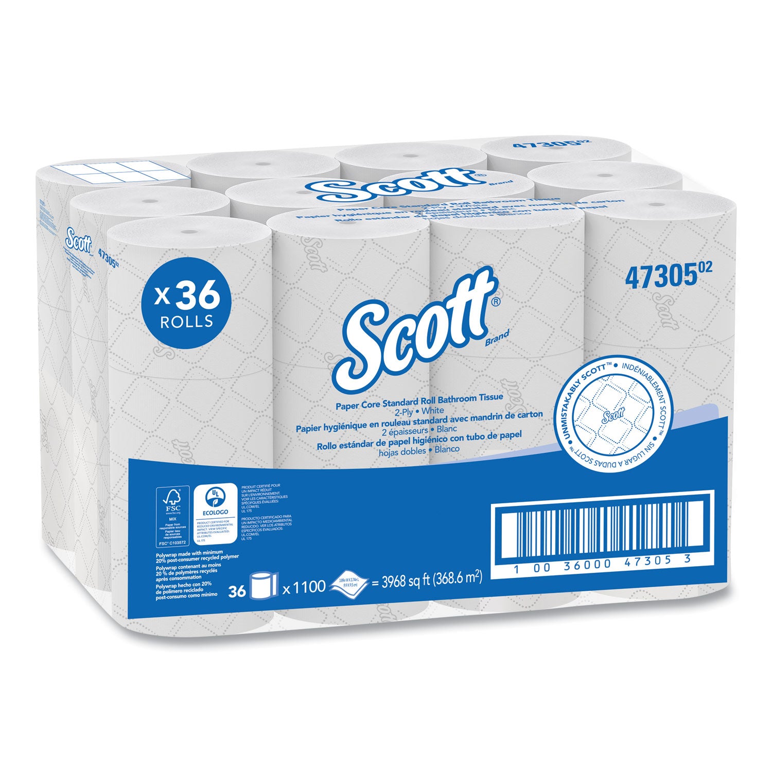 2 Ply - 4" Width x 3.70" Length - 1100 Sheets/Roll - White - 1 Carton