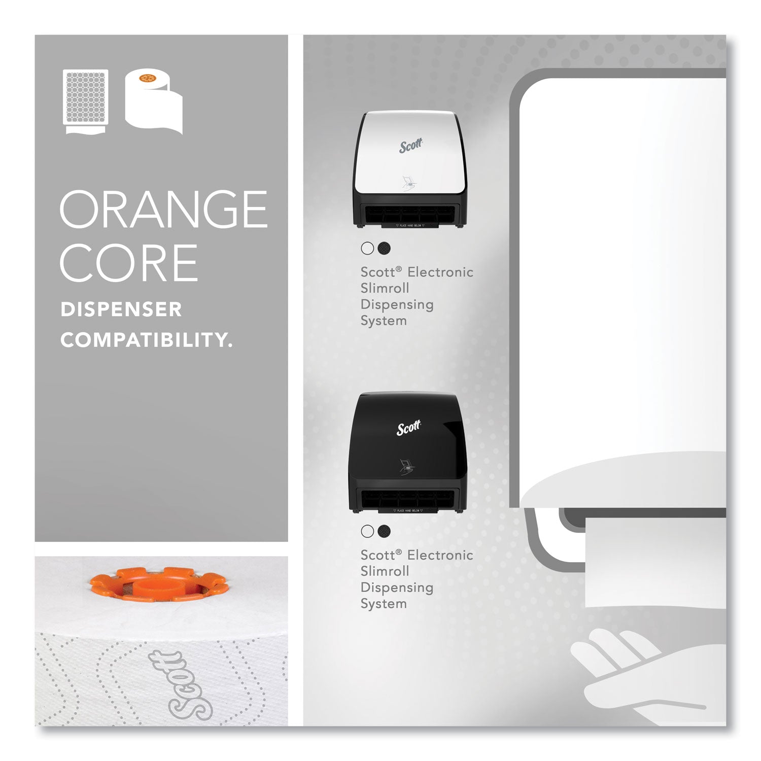 8" Width x 580 ft Length - White, Orange - Paper - 6 / Carton