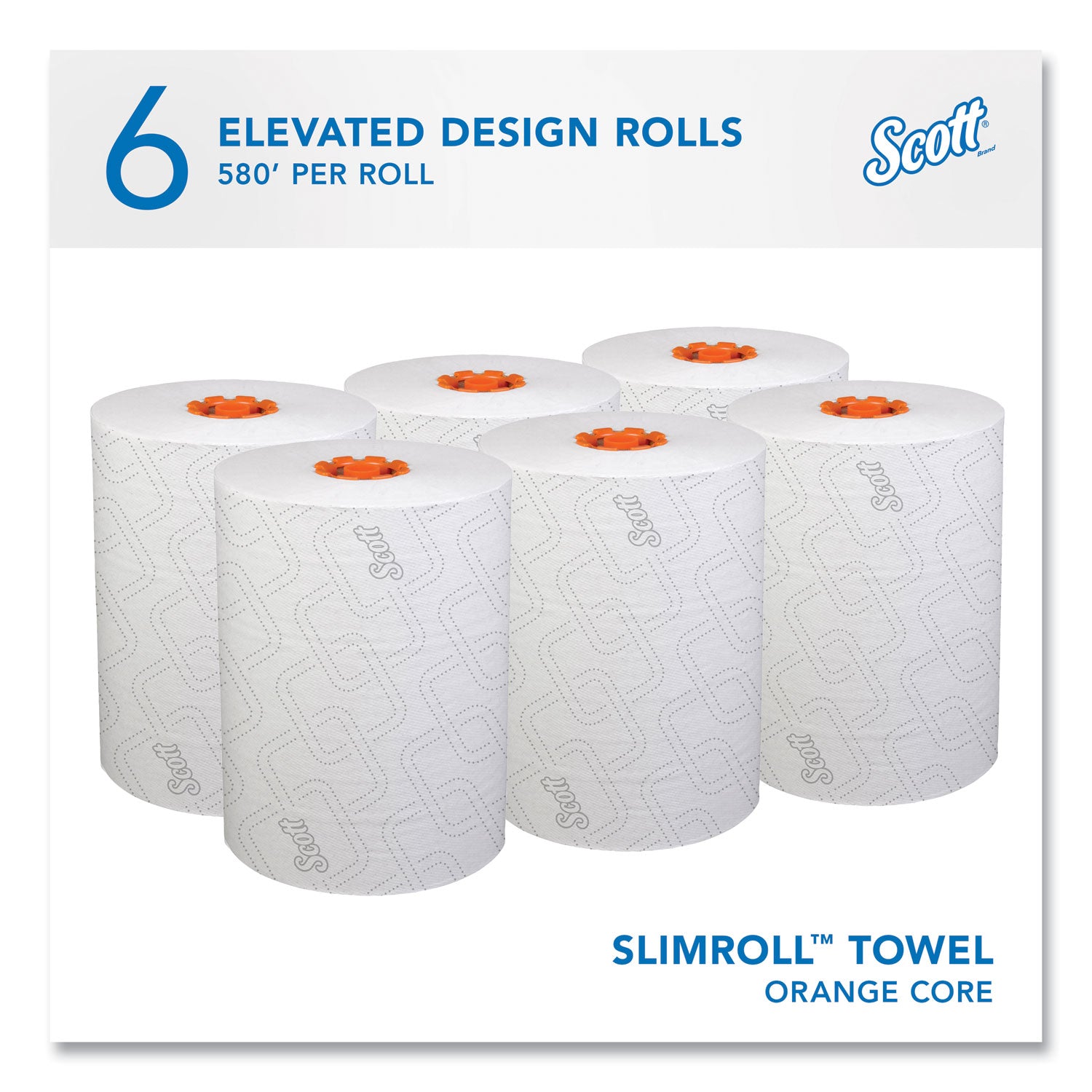 8" Width x 580 ft Length - White, Orange - Paper - 6 / Carton