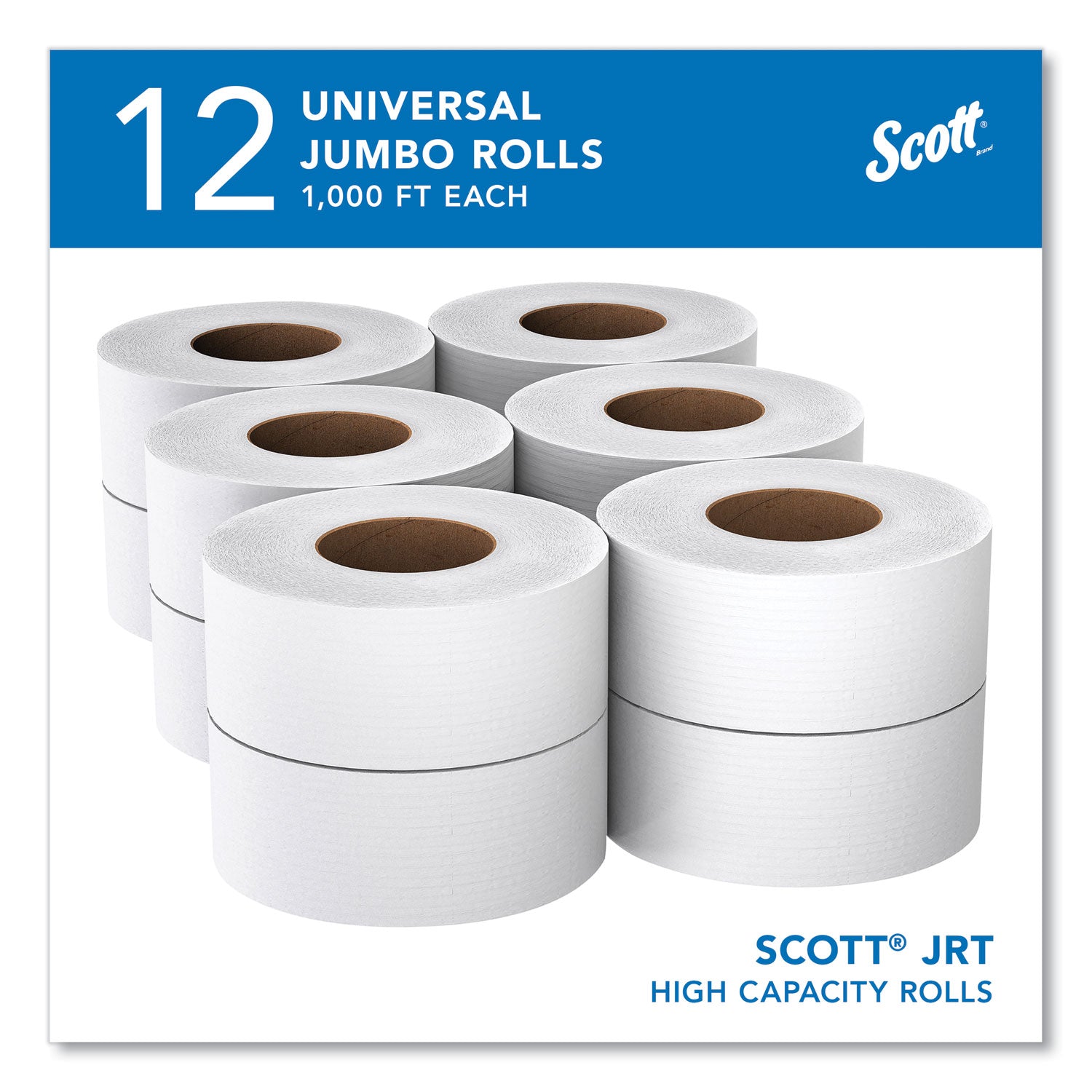 Scott High-Capacity Jumbo Roll Toilet Paper - 2 Ply - 3.55" Width x 1000 ft Length - White - 1 Carton