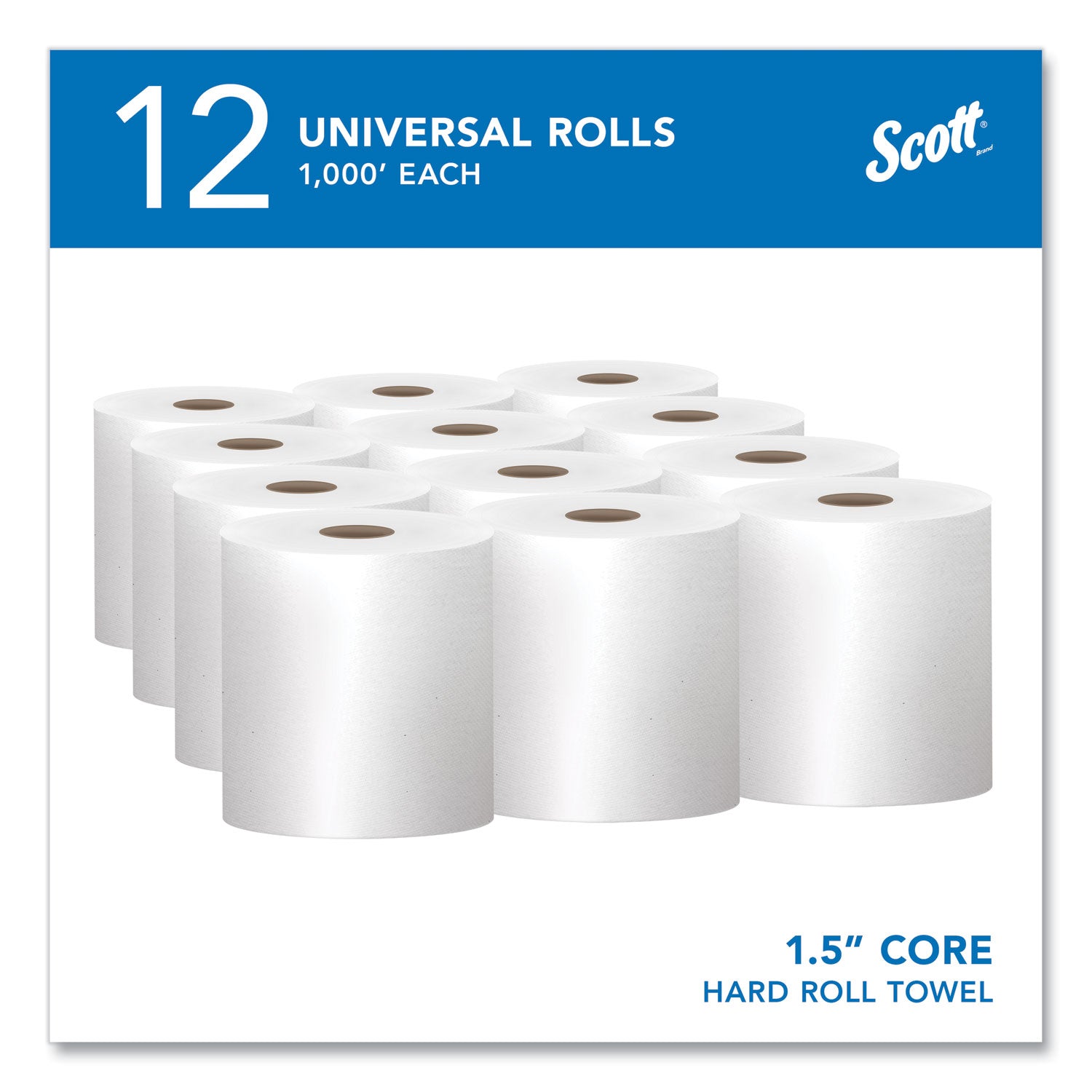Scott Essential Universal High-Capacity Hard Roll Towels with Absorbency Pockets - 1 Ply - 8" Width x 1000 ft Length - 7.87" Roll Diameter - White - Paper - 1 Carton