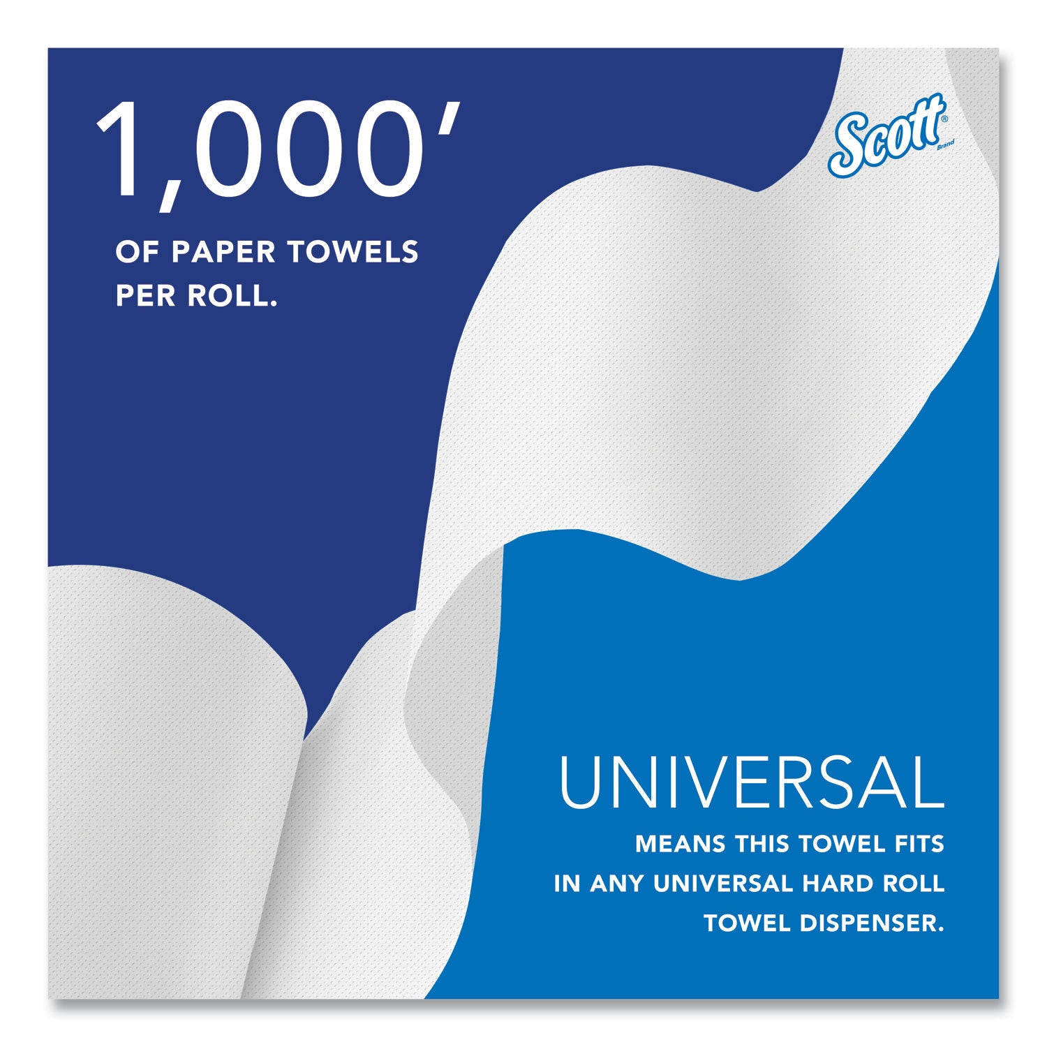 Scott Essential Universal High-Capacity Hard Roll Towels with Absorbency Pockets - 1 Ply - 8" Width x 1000 ft Length - 7.87" Roll Diameter - White - Paper - 1 Carton