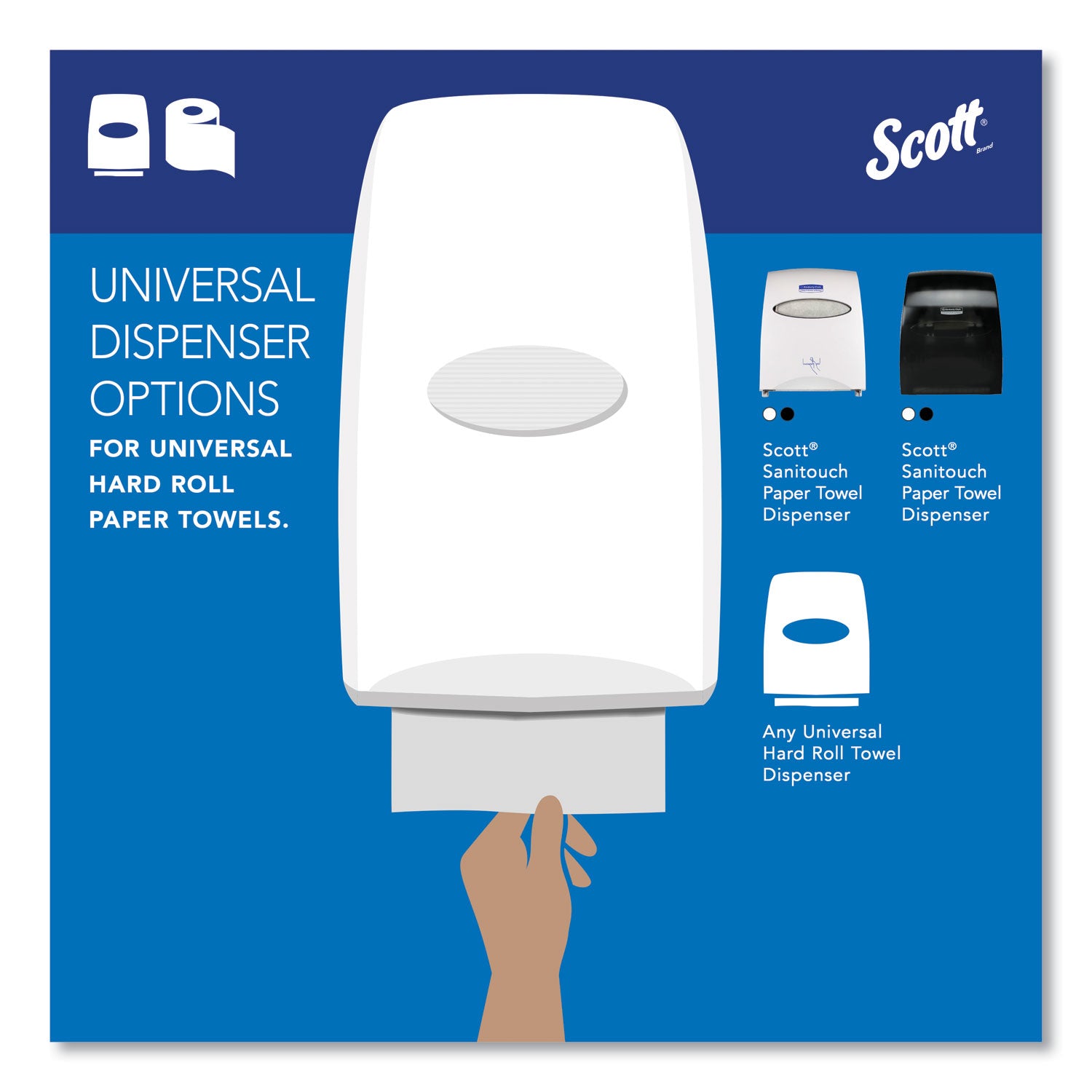 Scott Essential Universal High-Capacity Hard Roll Towels with Absorbency Pockets - 1 Ply - 8" Width x 1000 ft Length - 7.87" Roll Diameter - White - Paper - 1 Carton