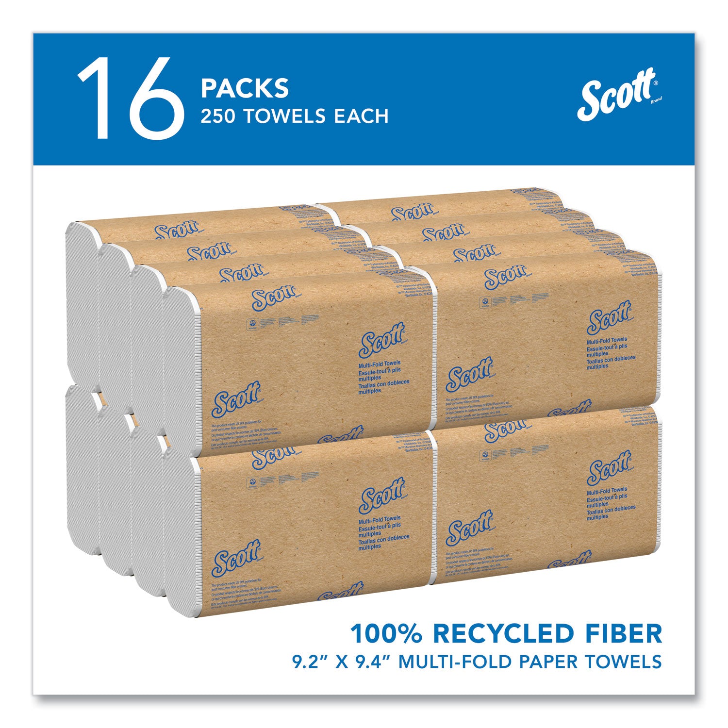 9.20" Width x 9.40" Length - White - Fiber - 250/Pack - 16 / Carton