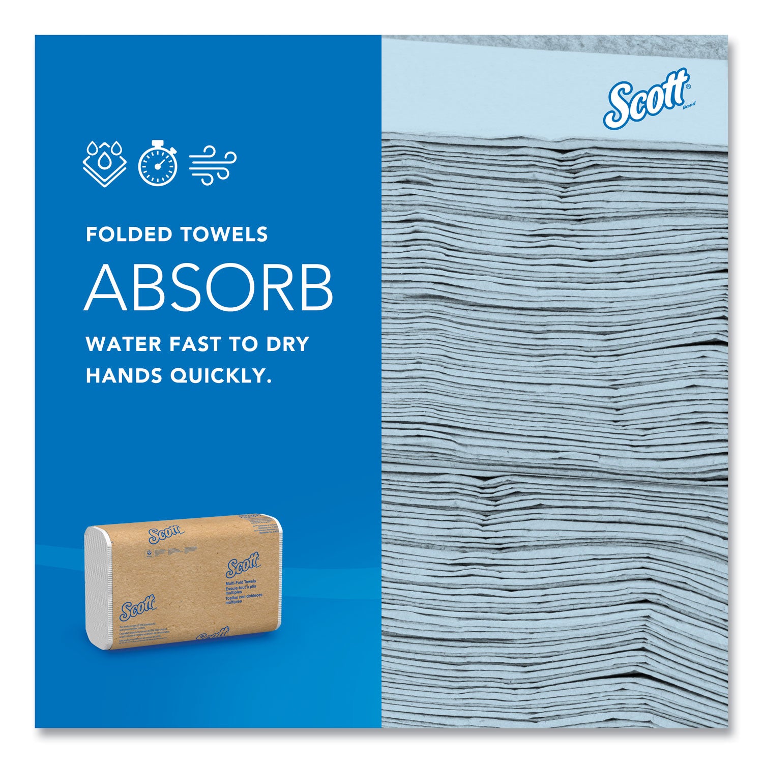 Scott&reg; Multifold Paper Towels with Absorbency Pockets - Multifold - 9.25" Width x 9.40" Length - Soft Wheat - Fiber - 250/Pack - 1 Carton