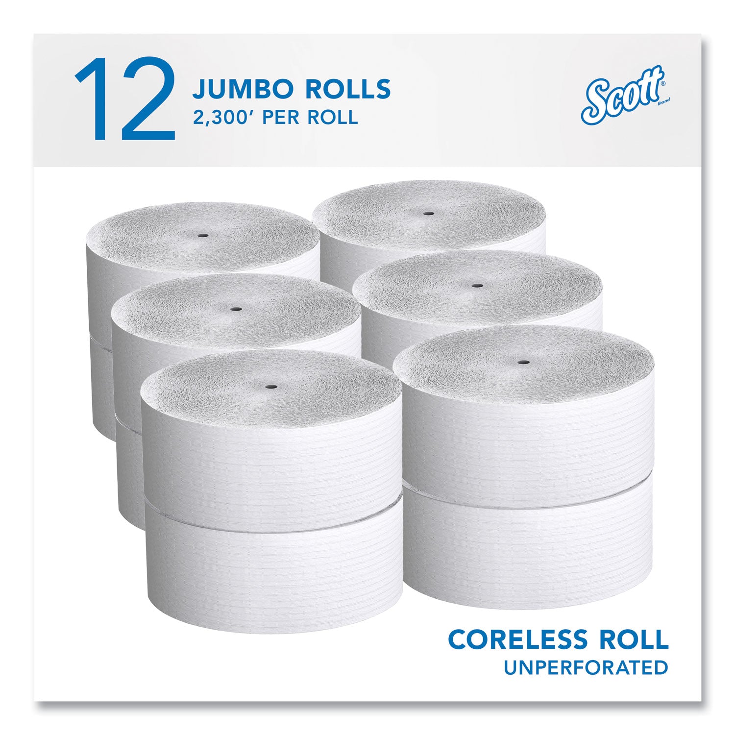 1 Ply - 3.78" Width x 2300 ft Length - 9" Roll Diameter - White - Fiber - 12 / Carton