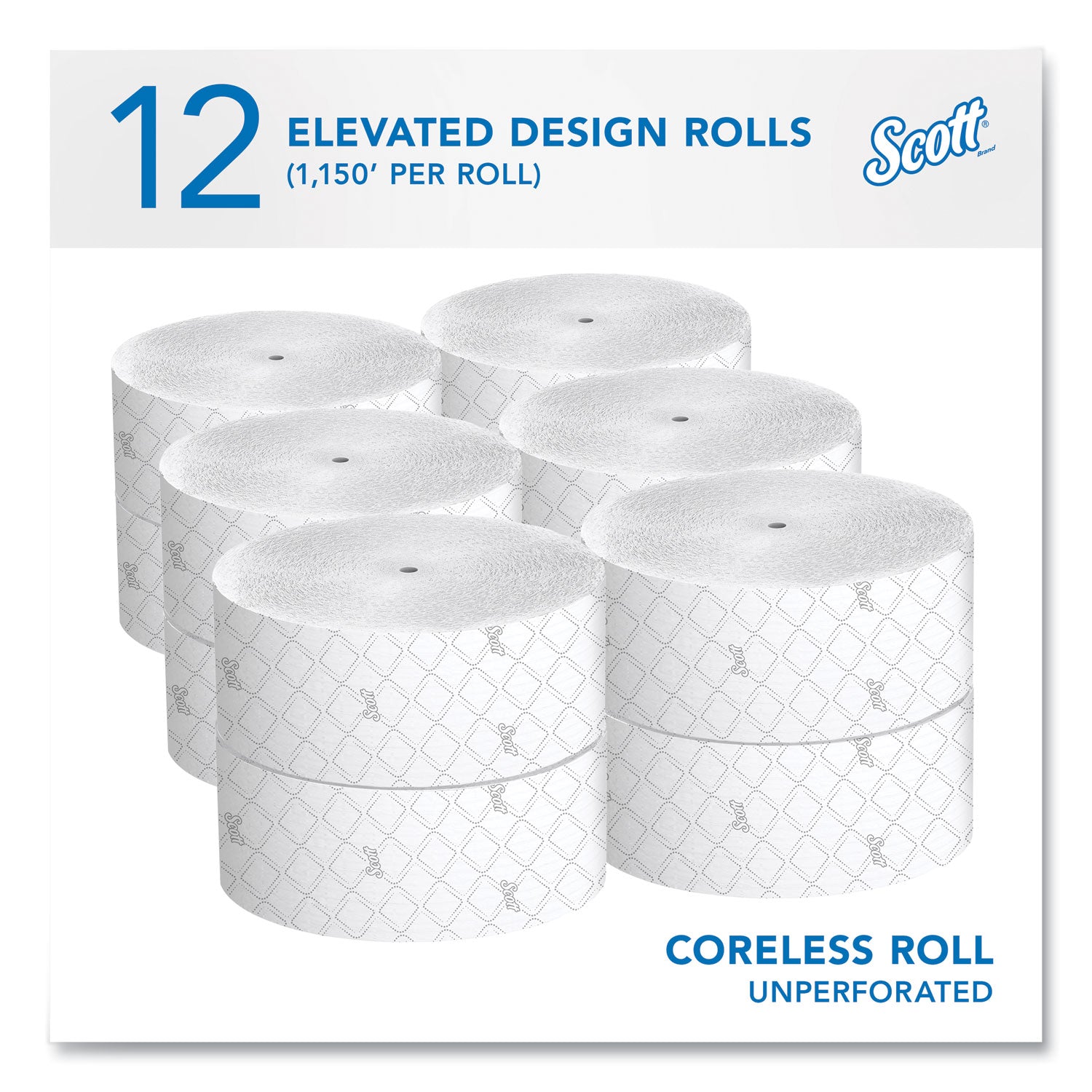 2 Ply - 3.78" Width x 1150 ft Length - White - Fiber - 12 / Carton