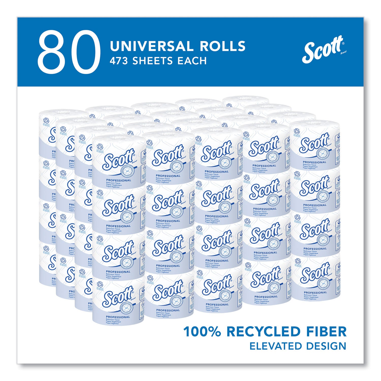 2 Ply - 473 Sheets/Roll - White - Fiber - 80 / Carton