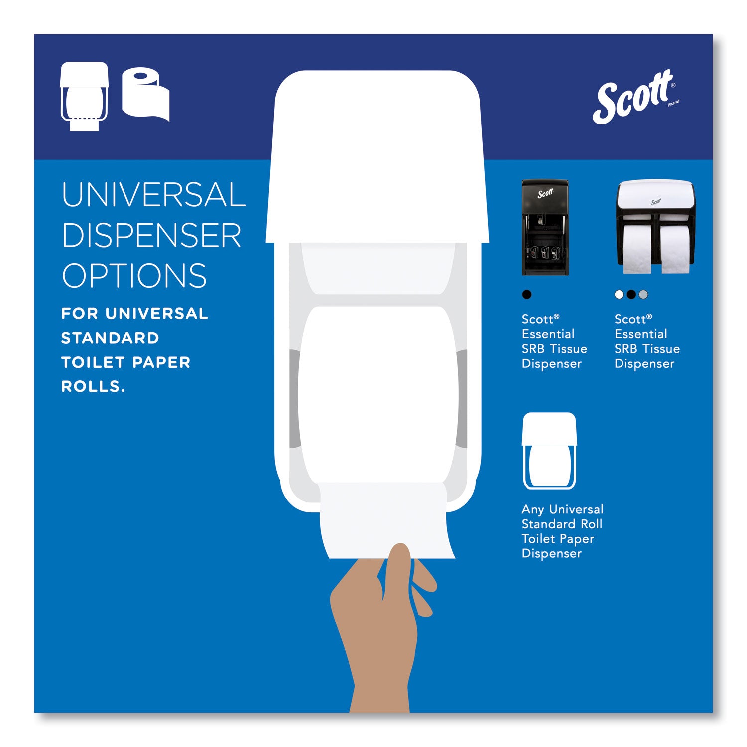 Scott Professional Standard Roll Toilet Paper, 2 Ply, 4" x 4", 550 Sheets per Roll, White, 1 Carton