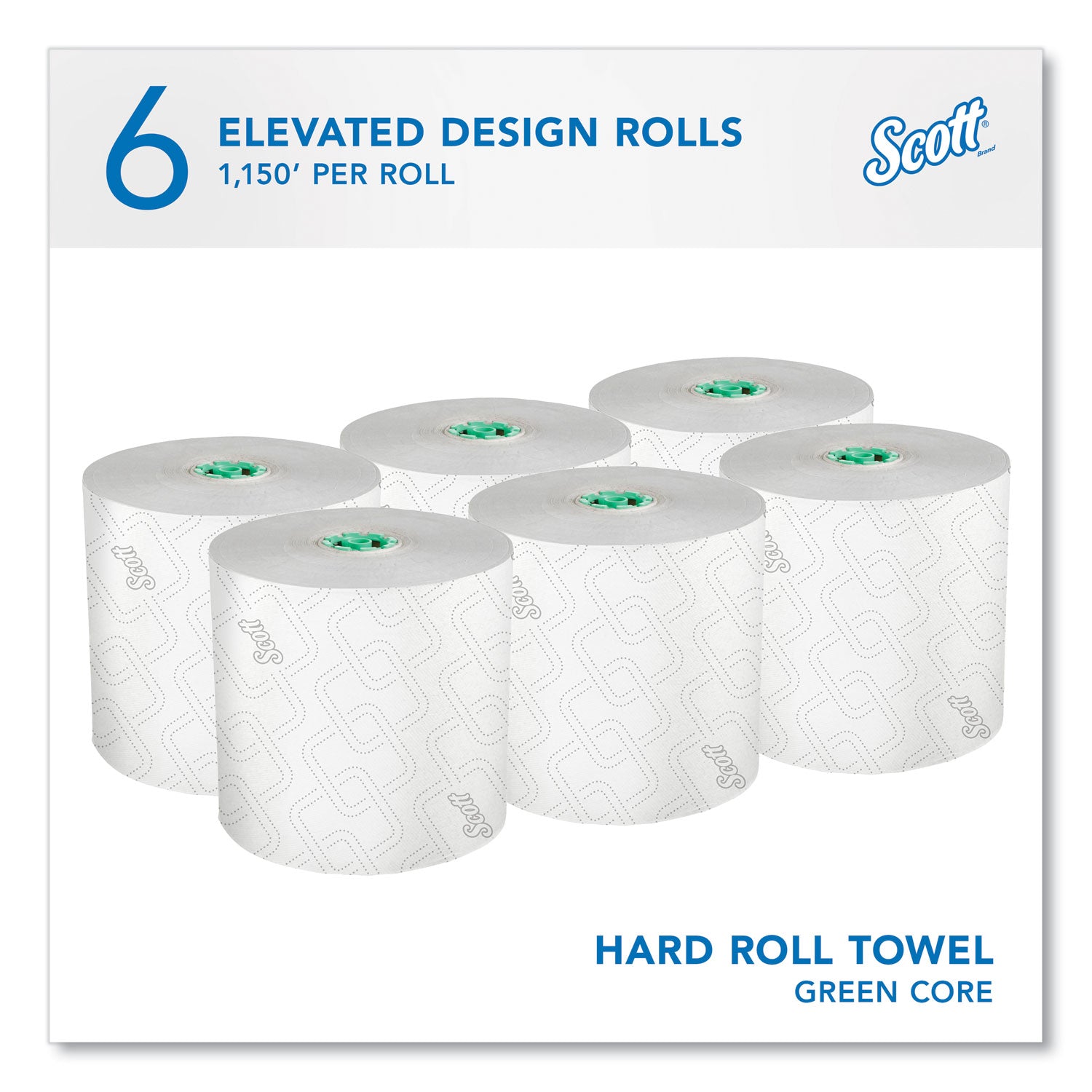 Scott Pro High-Capacity Hard Roll Towels, Elevated Design, Absorbency Pockets, 1 3/4" Core, White, Paper, 6 Rolls per Carton