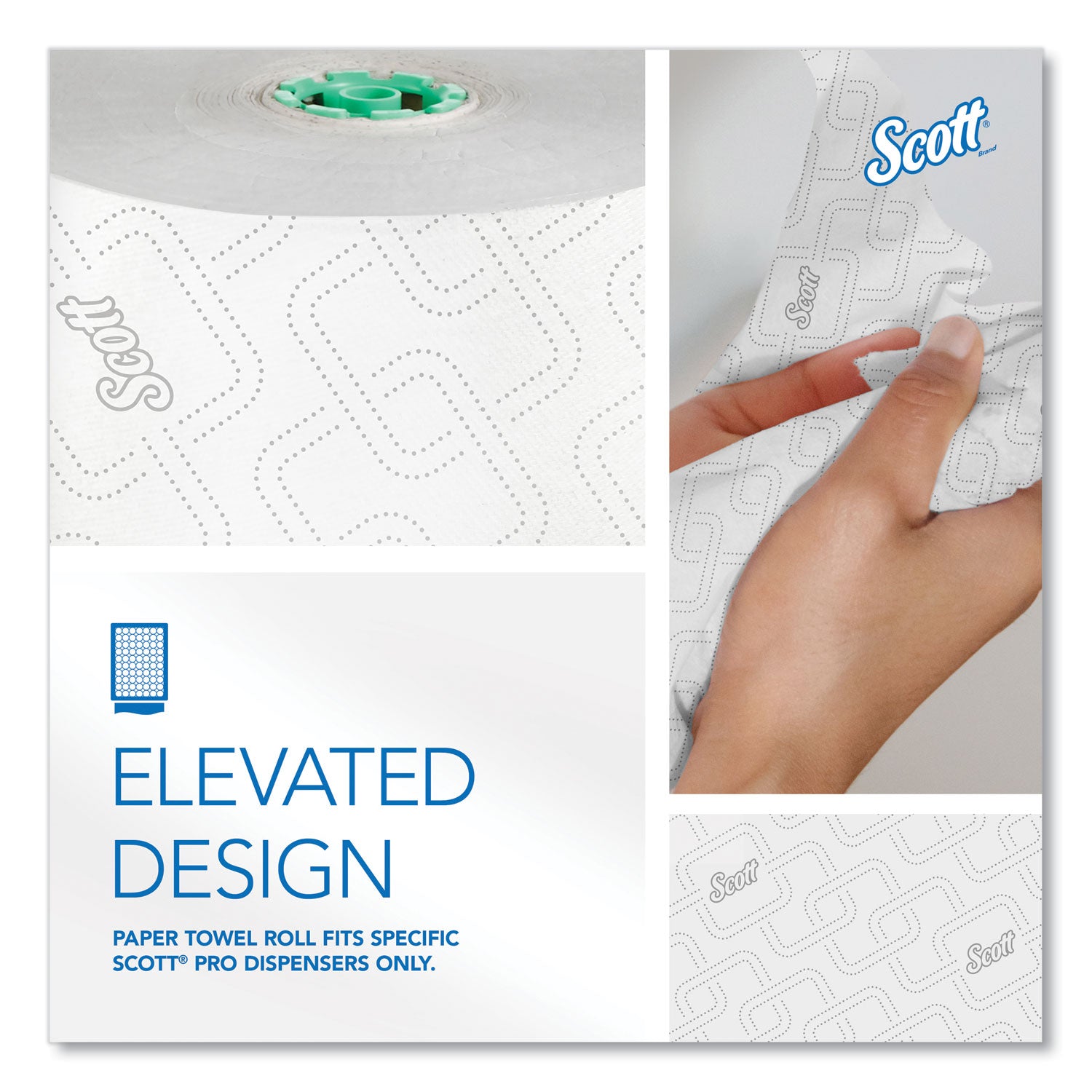 Scott Pro High-Capacity Hard Roll Towels, Elevated Design, Absorbency Pockets, 1 3/4" Core, White, Paper, 6 Rolls per Carton