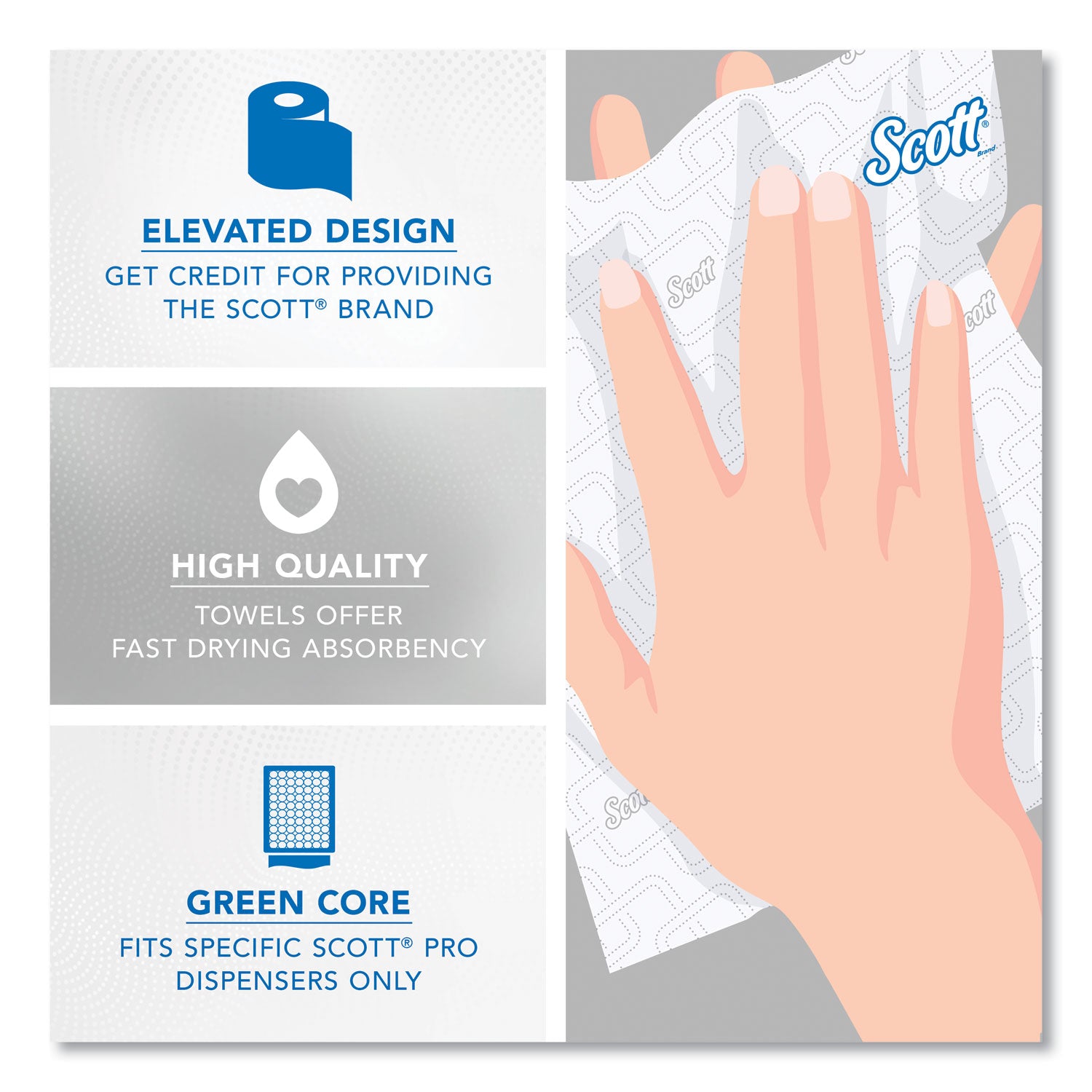 Scott Pro High-Capacity Hard Roll Towels, Elevated Design, Absorbency Pockets, 1 3/4" Core, White, Paper, 6 Rolls per Carton
