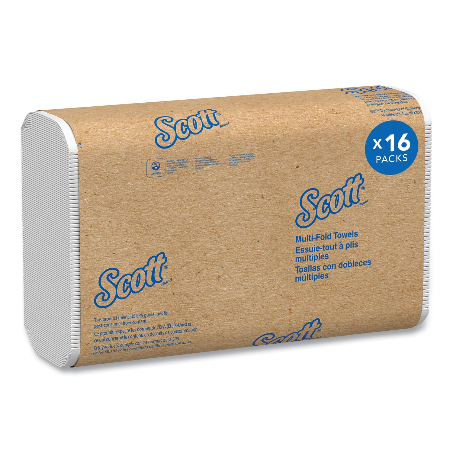 Multifold - 9.40" Width x 8" Length - 4000 Sheets - White - Fiber - 250/Pack - 16 / Carton