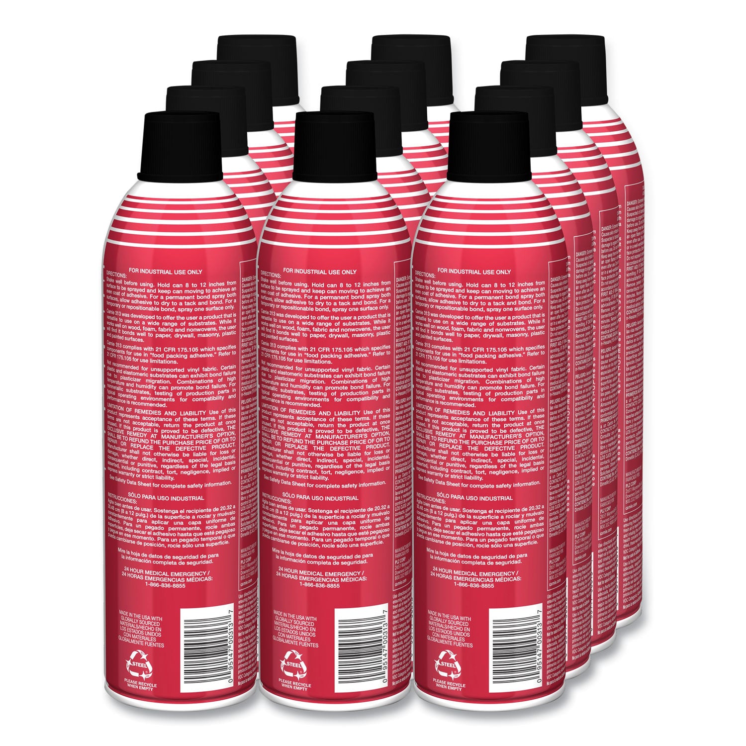 313 Fast Tack Upholstery Adhesive, 12 oz Aerosol Spray, Dries Clear, Dozen