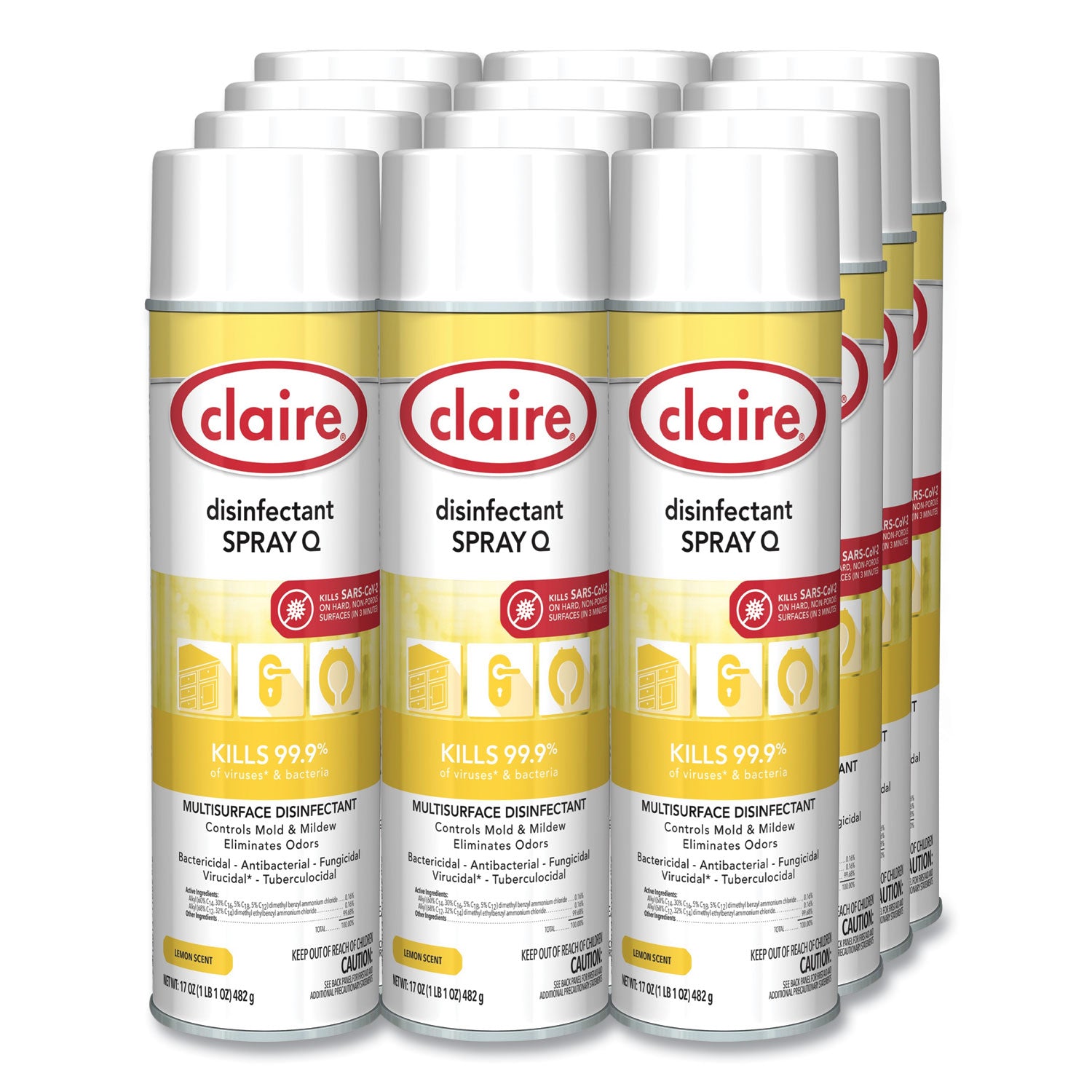 Spray Q Disinfectant, Lemon Scent, 17 oz Aerosol Spray, Dozen