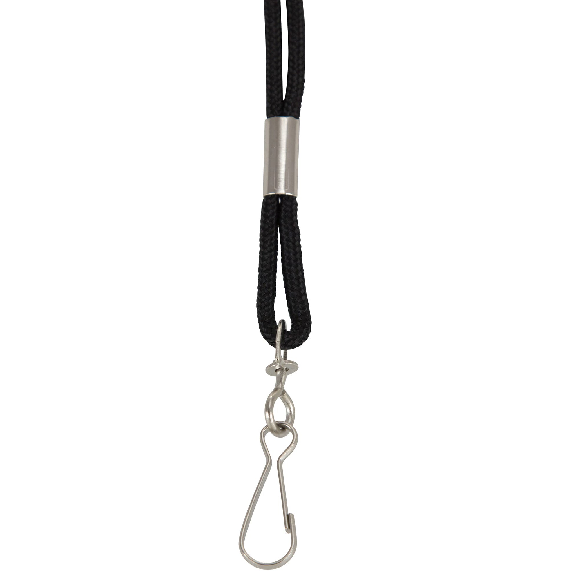 Standard Lanyard, Rope Style, J Hook, Black, Pack of 12