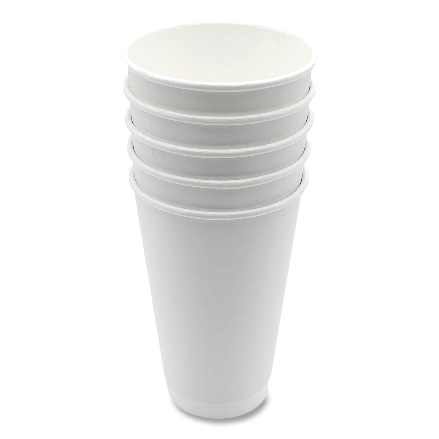 Paper Hot Cups, Double-Walled, 16 oz, White, 500/Carton