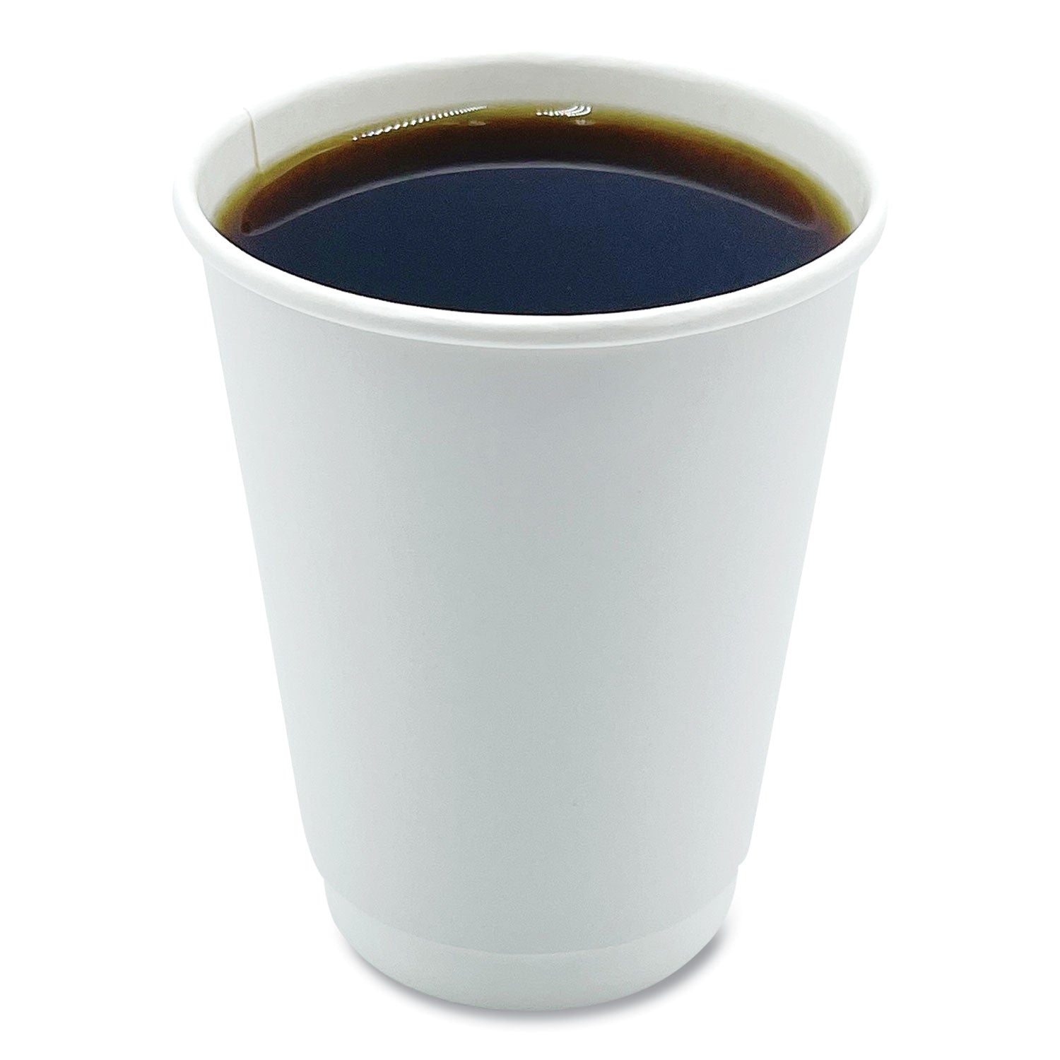 Paper Hot Cups, Double-Walled, 12 oz, White, 500/Carton