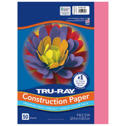 Construction Paper, Heavyweight, Shocking Pink, 9" x 12", 50 Sheets