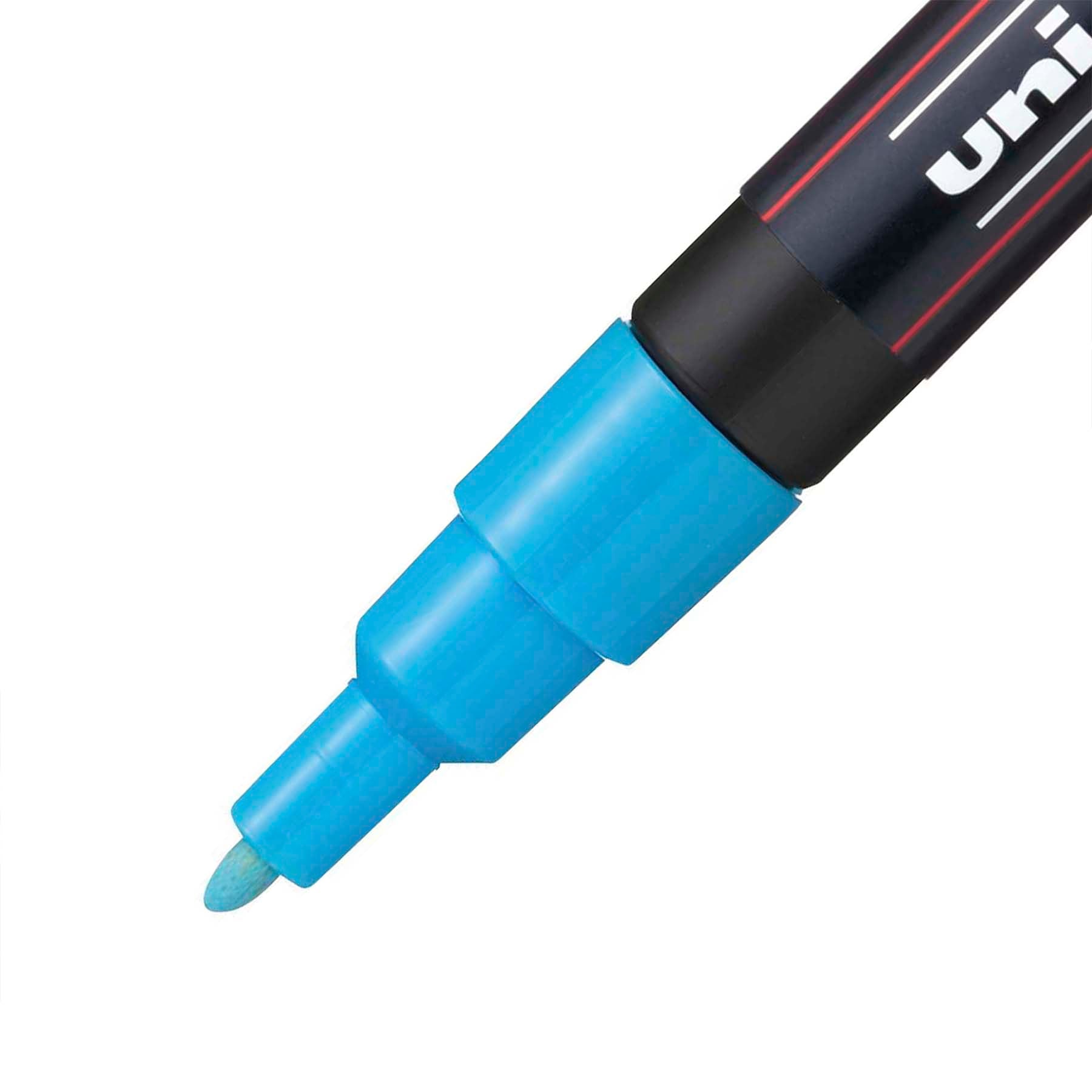 uni® POSCA PC-3M Water-Based Paint Markers, Reversible Fine Tip (0.9-1.3mm), Light Blue