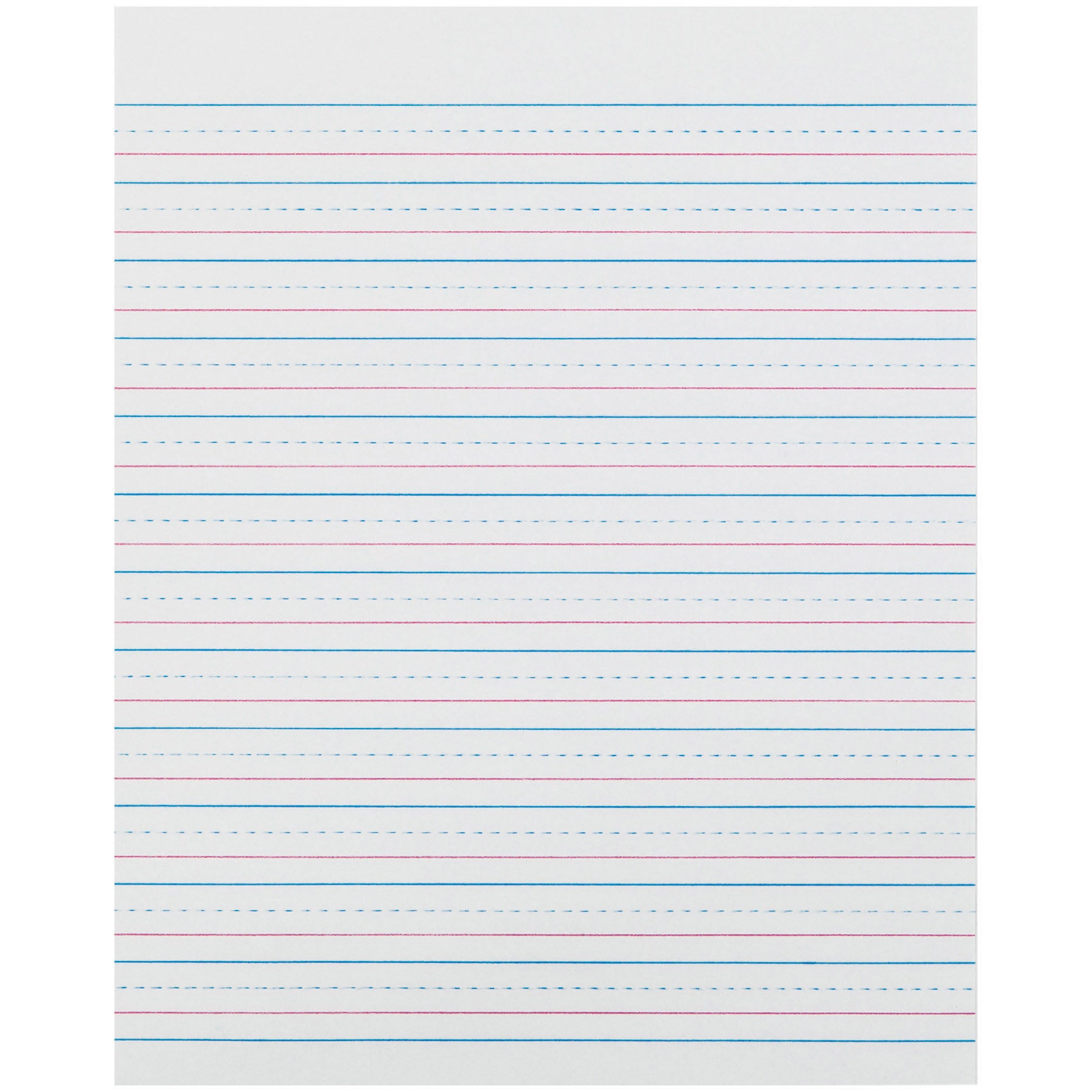 Sulphite Handwriting Paper, Dotted Midline, Grade 2, 1/2" x 1/4" x 1/4" Ruled Short, 8" x 10-1/2", 500 Sheets