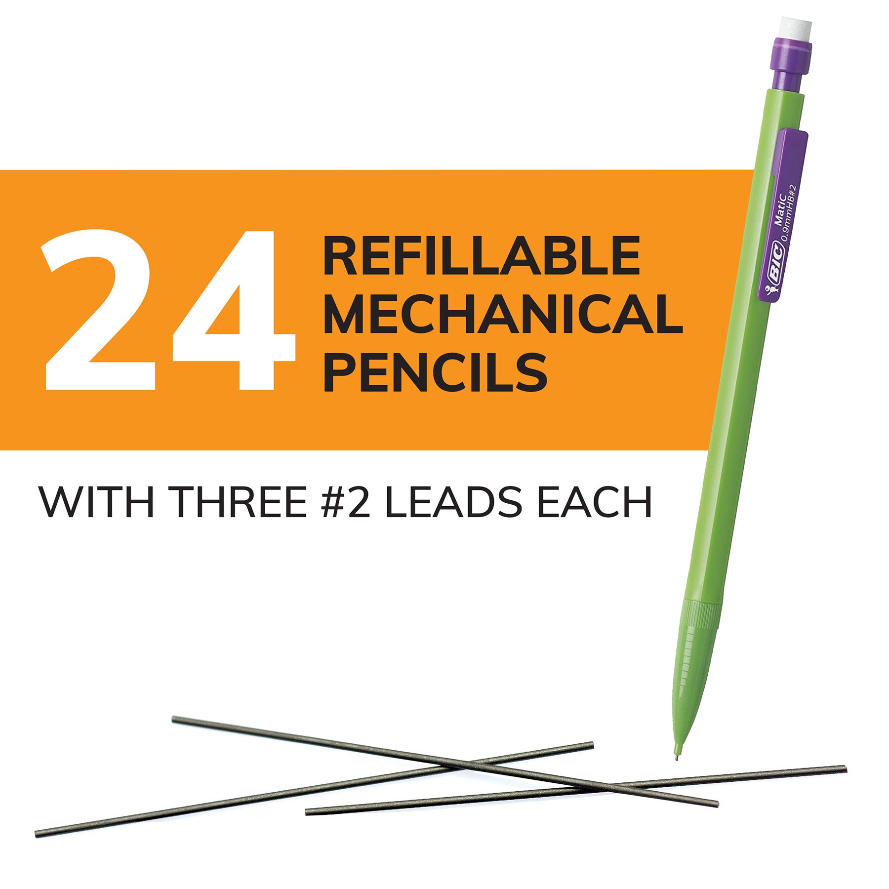 Xtra-Strong Thick Lead Mechanical Pencil, With Colorful Barrel Thick Point (0.9mm), 24-Count Pack, Mechanical Pencils With Erasers