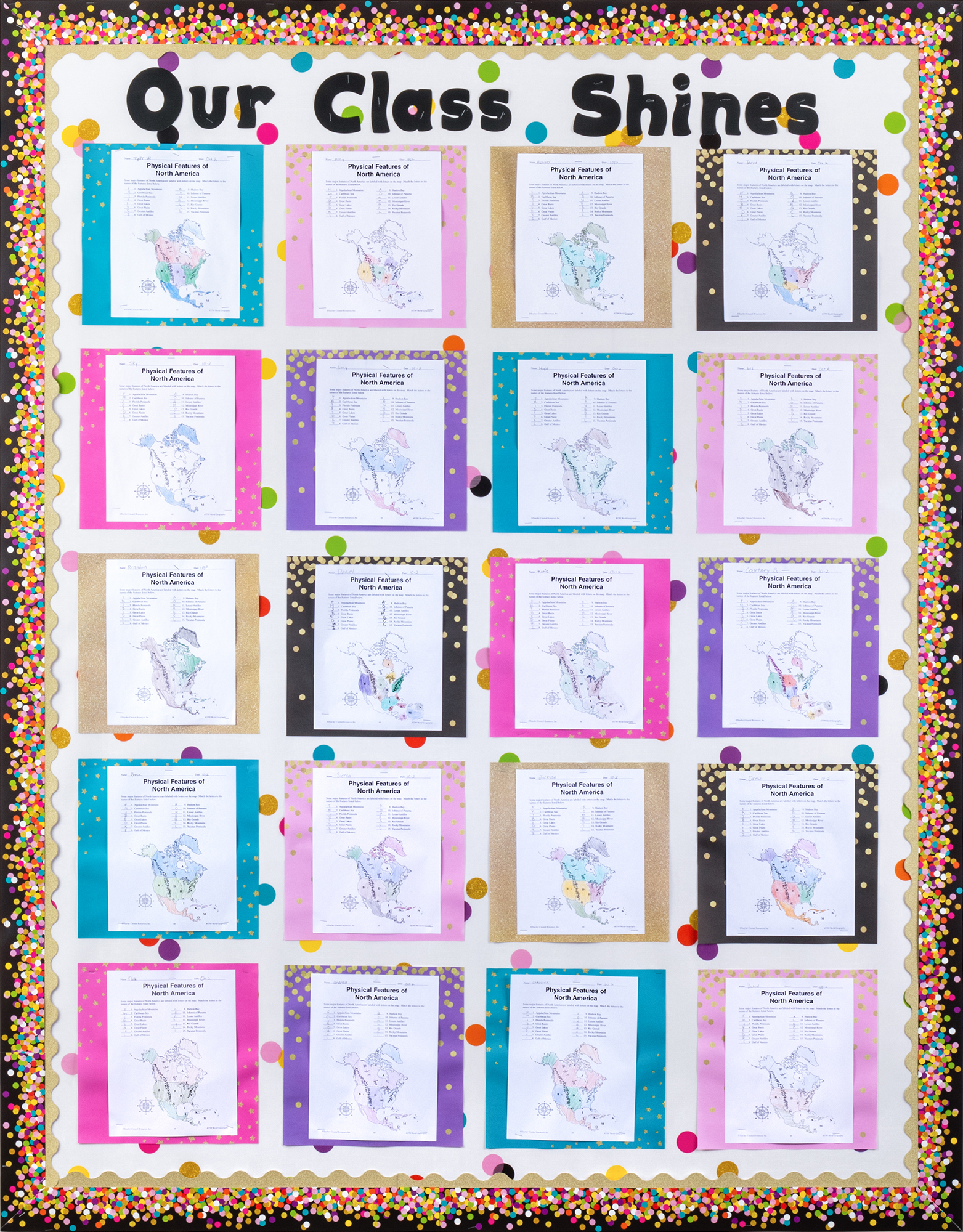 Colorful Confetti on Black Straight Border Trim