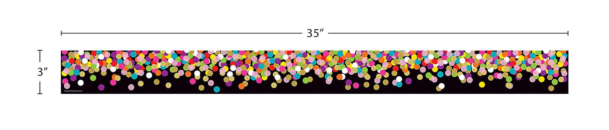 Colorful Confetti on Black Straight Border Trim