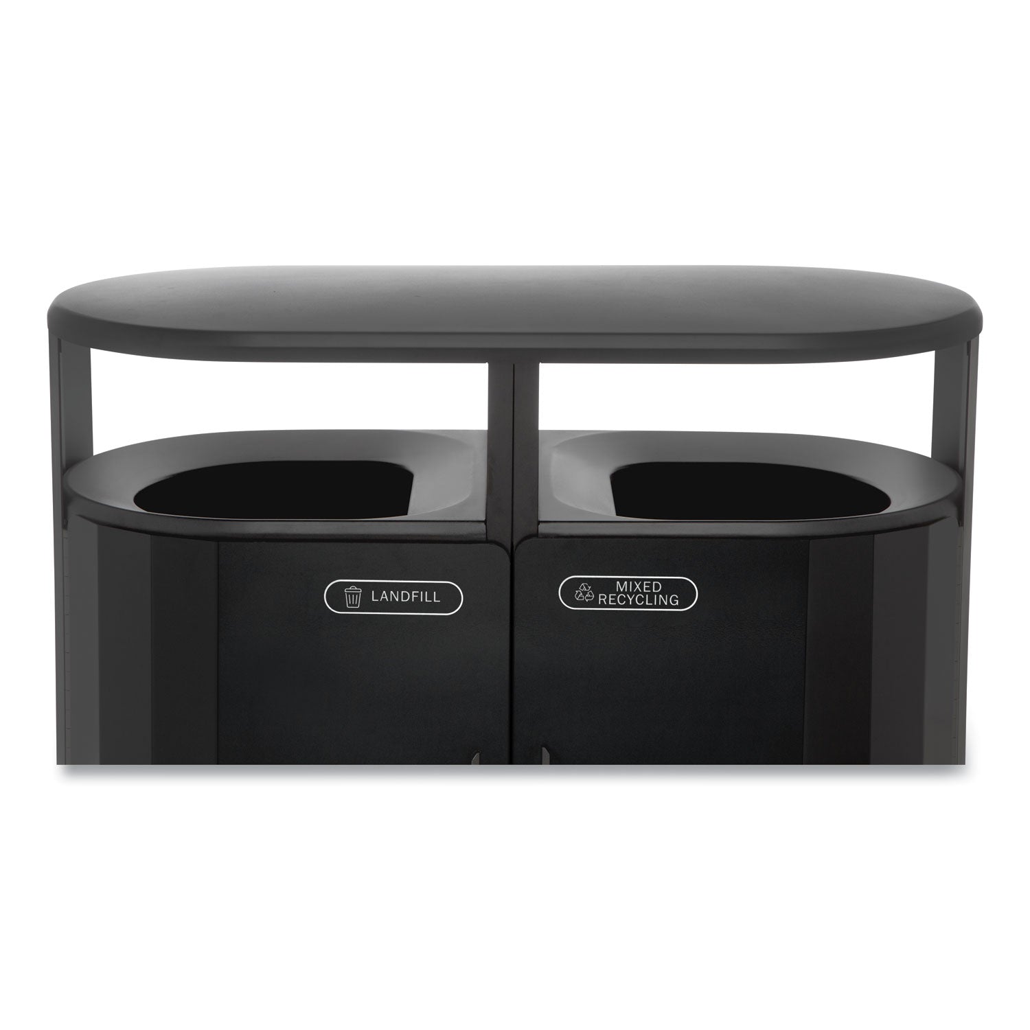 RESIST Dual Stream Waste and Recycling Container, 46 gal, Metal, Black