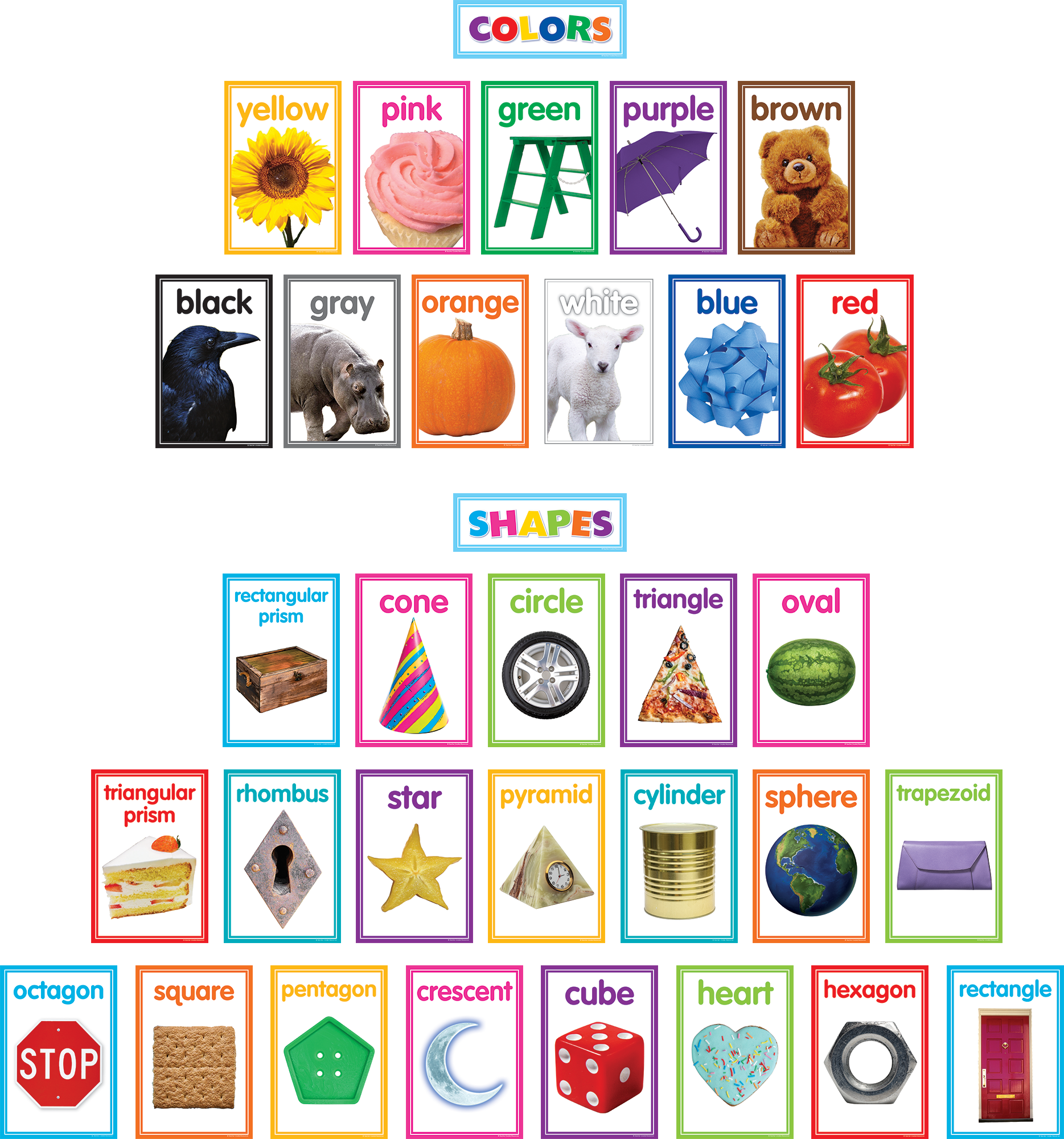 Colorful Photo Shapes & Colors Cards Bulletin Board