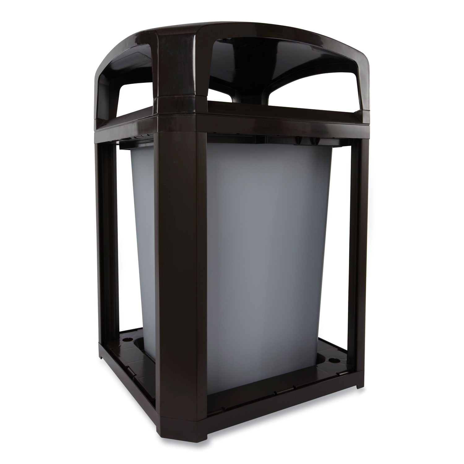 Landmark Series Classic Dome Top Container and Ashtray, 35 gal, Resin, Black