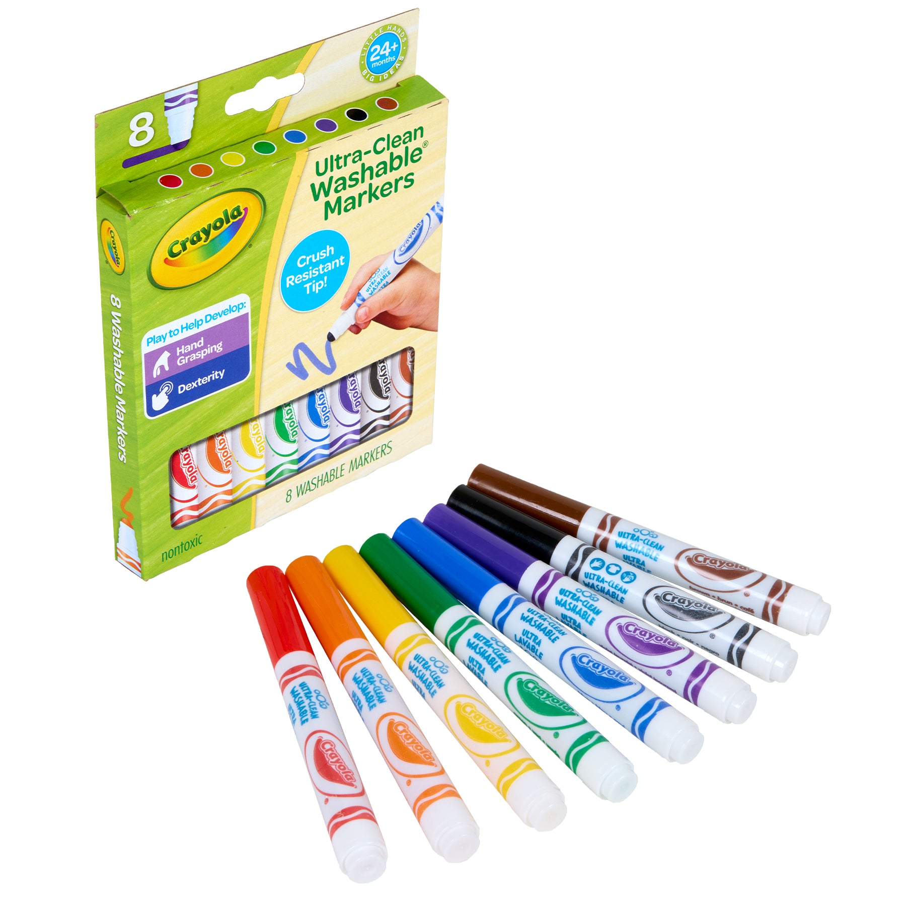 Crush Resistant Washable Toddler Markers, Pack of 8