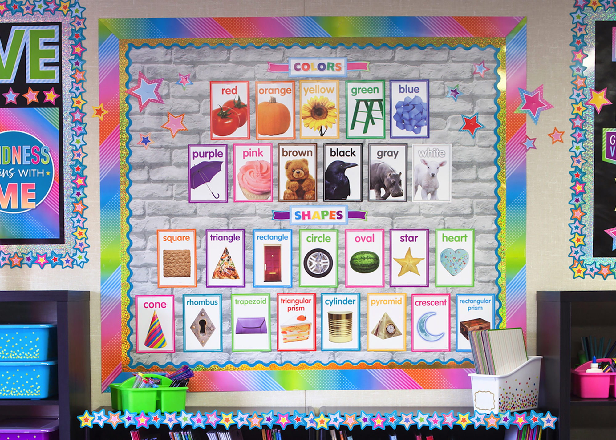 Colorful Photo Shapes & Colors Cards Bulletin Board