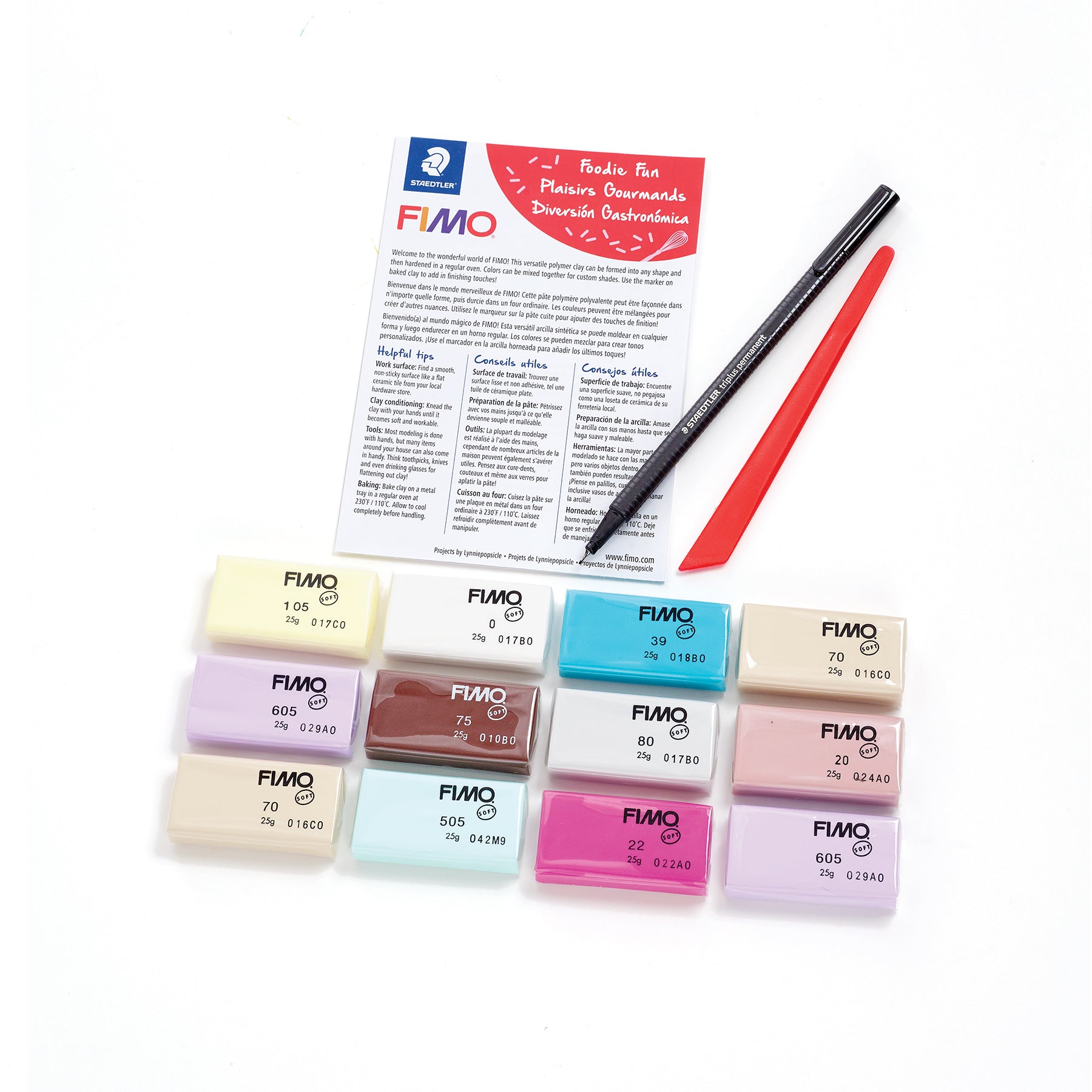 FIMO® Soft Modeling Clay, Foodie Fun, 0.88 oz, Set of 12