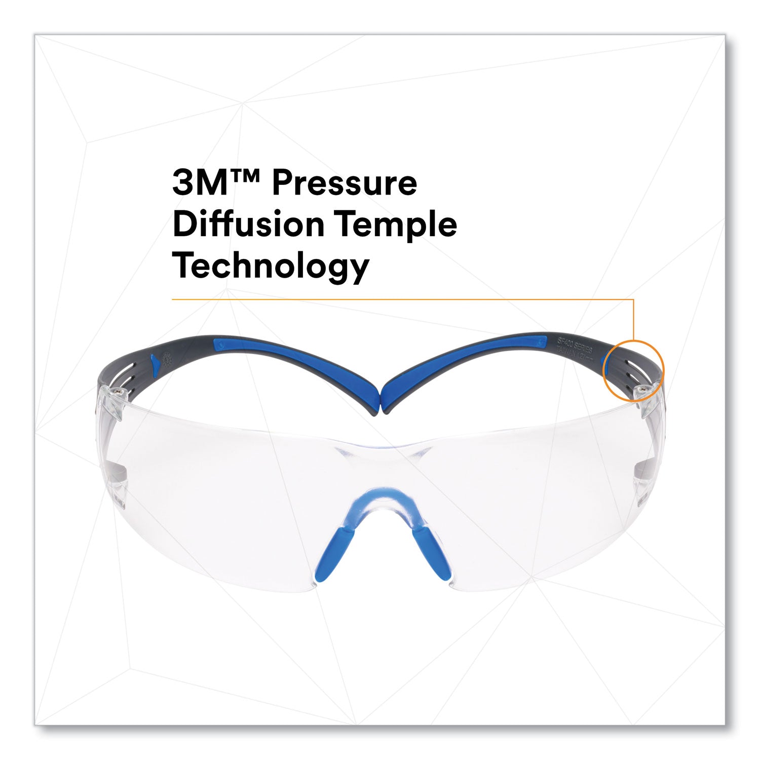 3M SecureFit 400 Protective Eyewear, Clear Lens, Blue/Gray/Black Frame, Anti-Fog, Impact & Scratch Resistant, Self-Adjusting, Lightweight, 1 Pair