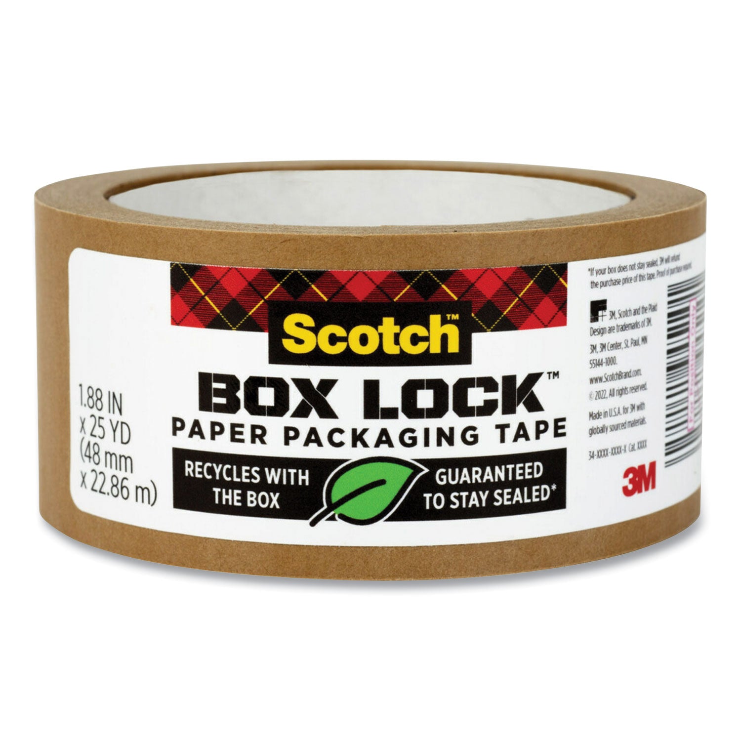 Scotch Box Lock Packaging Tape Refill, Brown, 1.88" x 25 yd, 8 per Carton