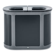 ENHANCE PILL Dual Stream Waste Receptacle, (2) 23 gal Capacity Bins, Metal, Umbra Gray/Pearl Gray