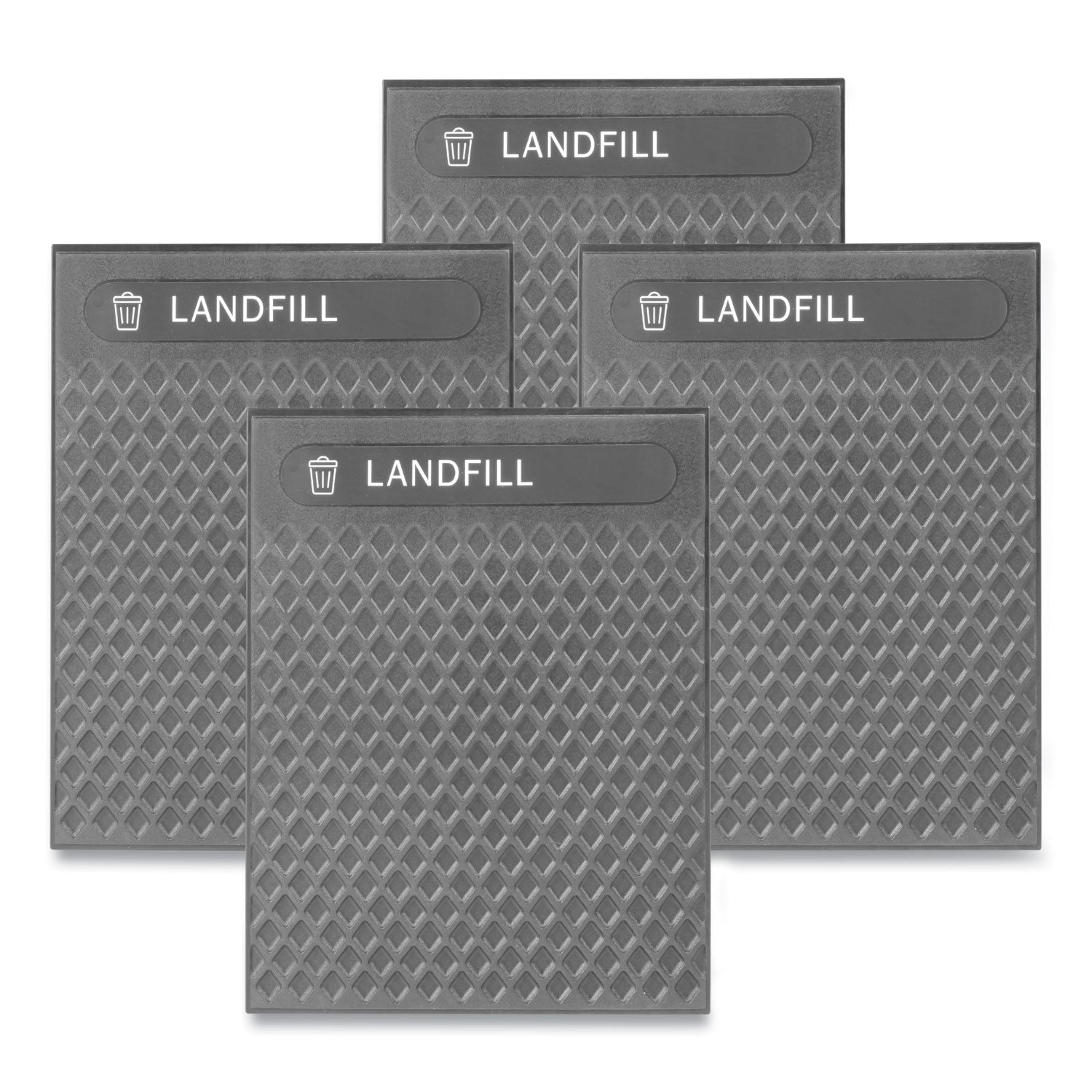 Medium Prelabeled Landfill Waste Panels for Tailor and Landmark Series Containers, 20.72" x 0.5" x 27.95", Black, 4/Carton