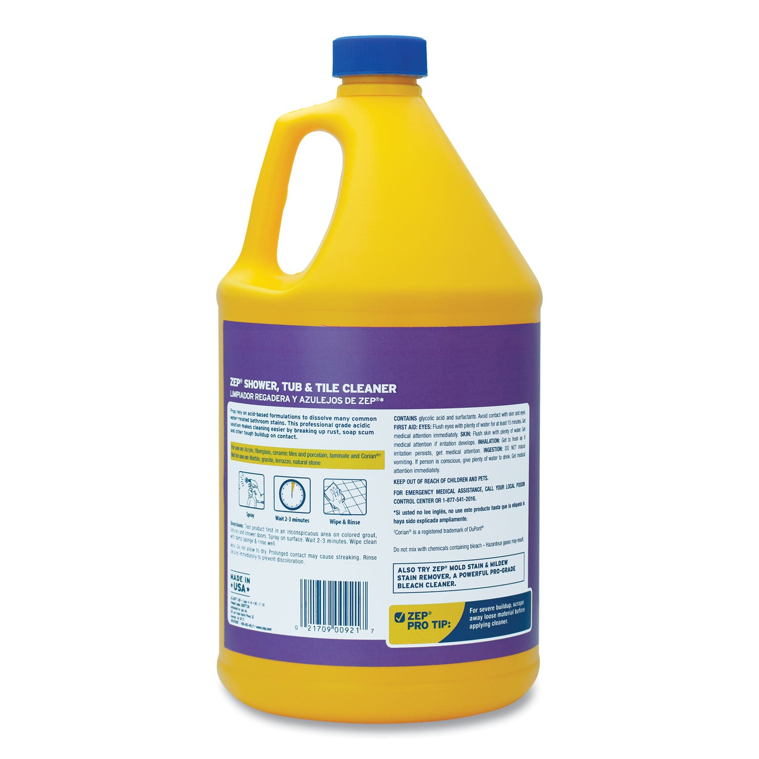 Shower Tub and Tile Cleaner, Pleasant Scent, 1 gal, 4/Carton