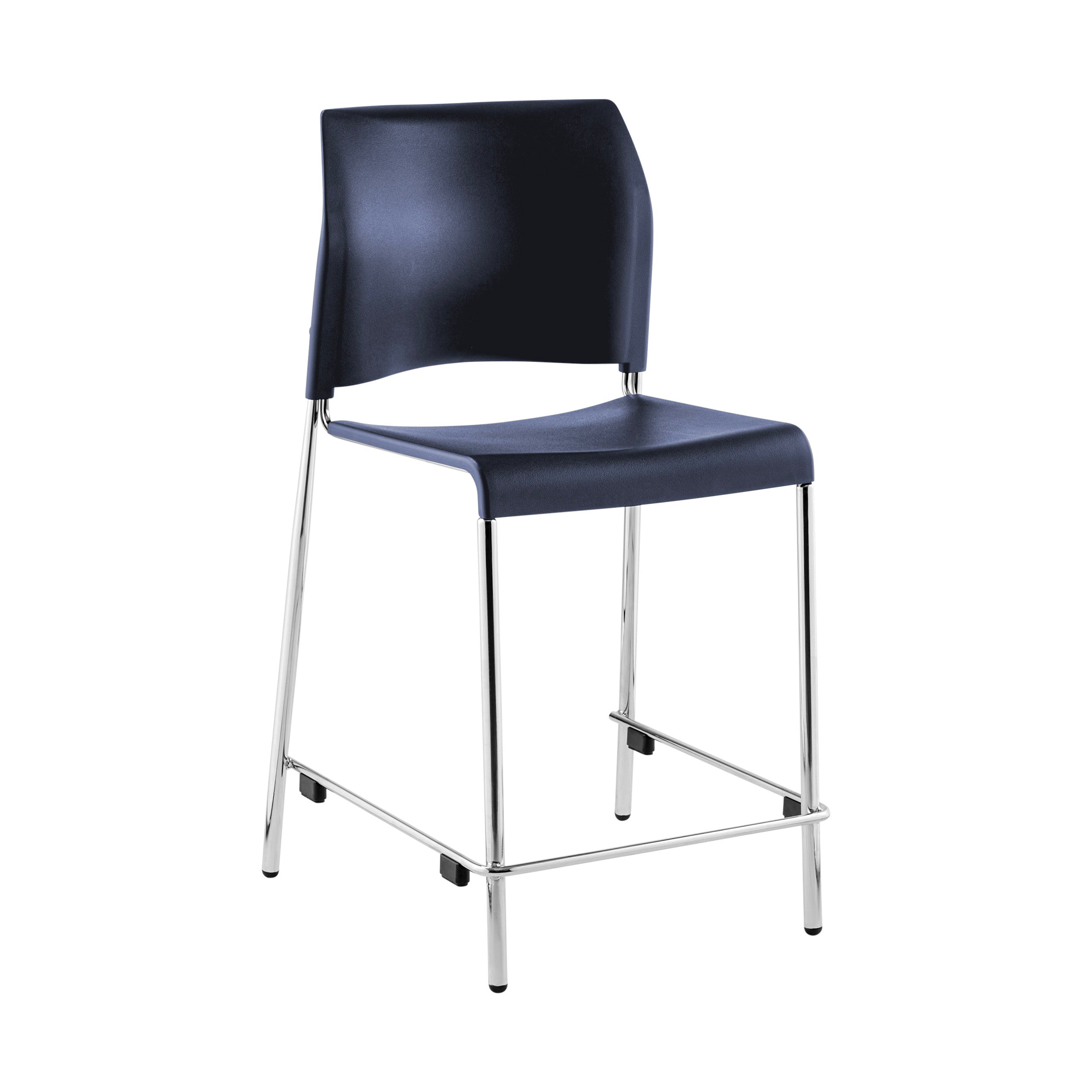 NPS® 8800 Series Cafetorium Plastic Stool, 24"H, Surface Color: Navy, Frame Color: Chrome