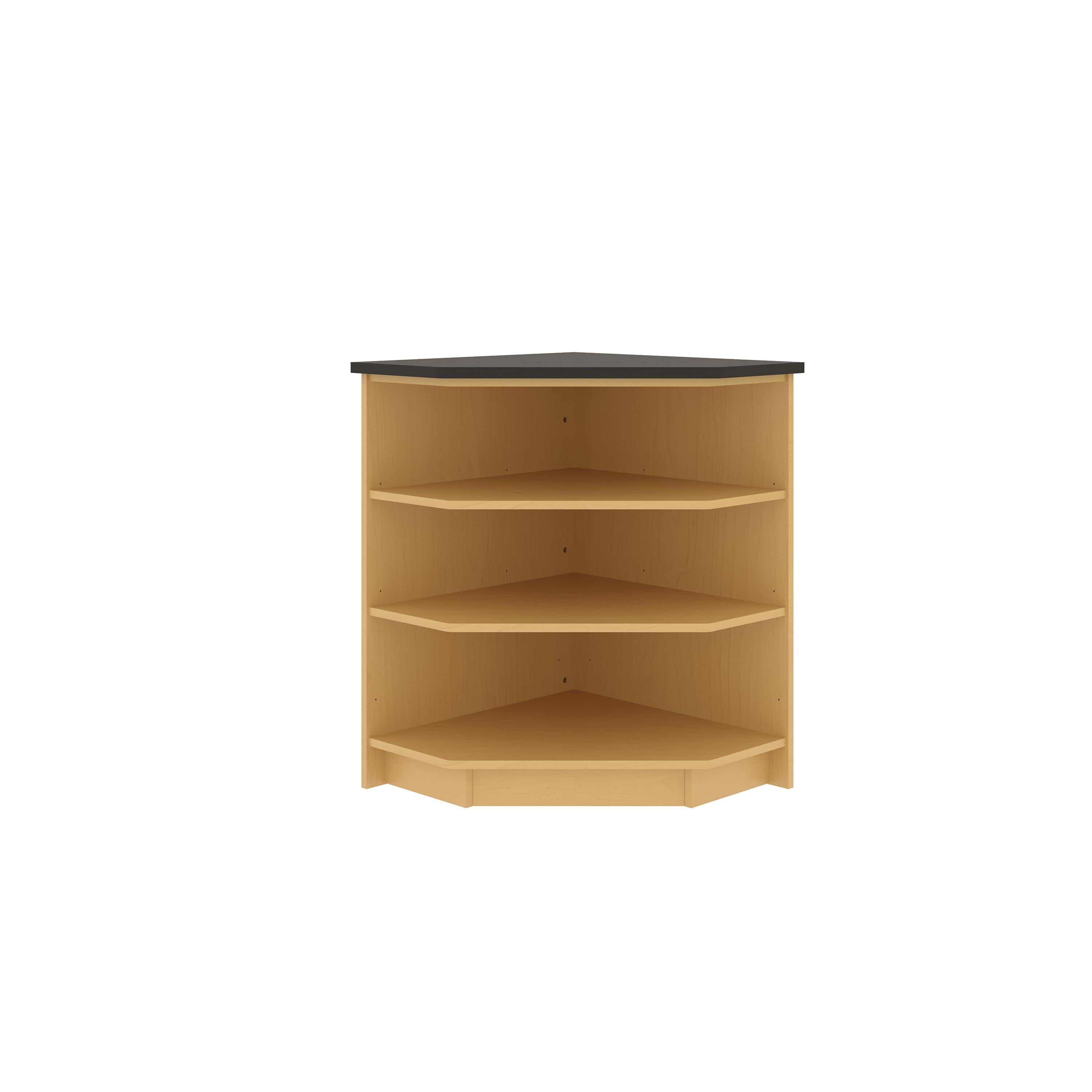 Circulation Desk Station 40"High, 90-Degree Outside Corner Shelf Unit, Battle Creek Oak