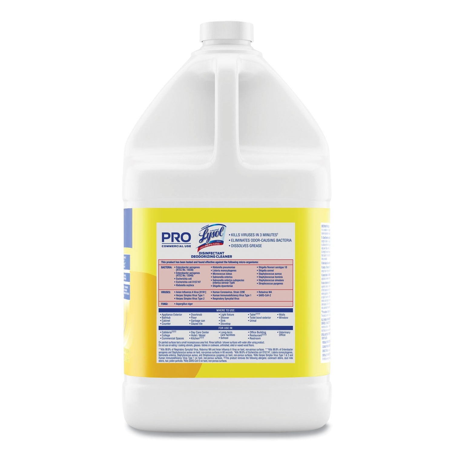 For Multi Surface - Concentrate - 128 fl oz (4 quart) - Lemon Scent - Deodorize, Disinfectant, Versatile, Bactericide, Virucidal - Yellow - 4 / Carton