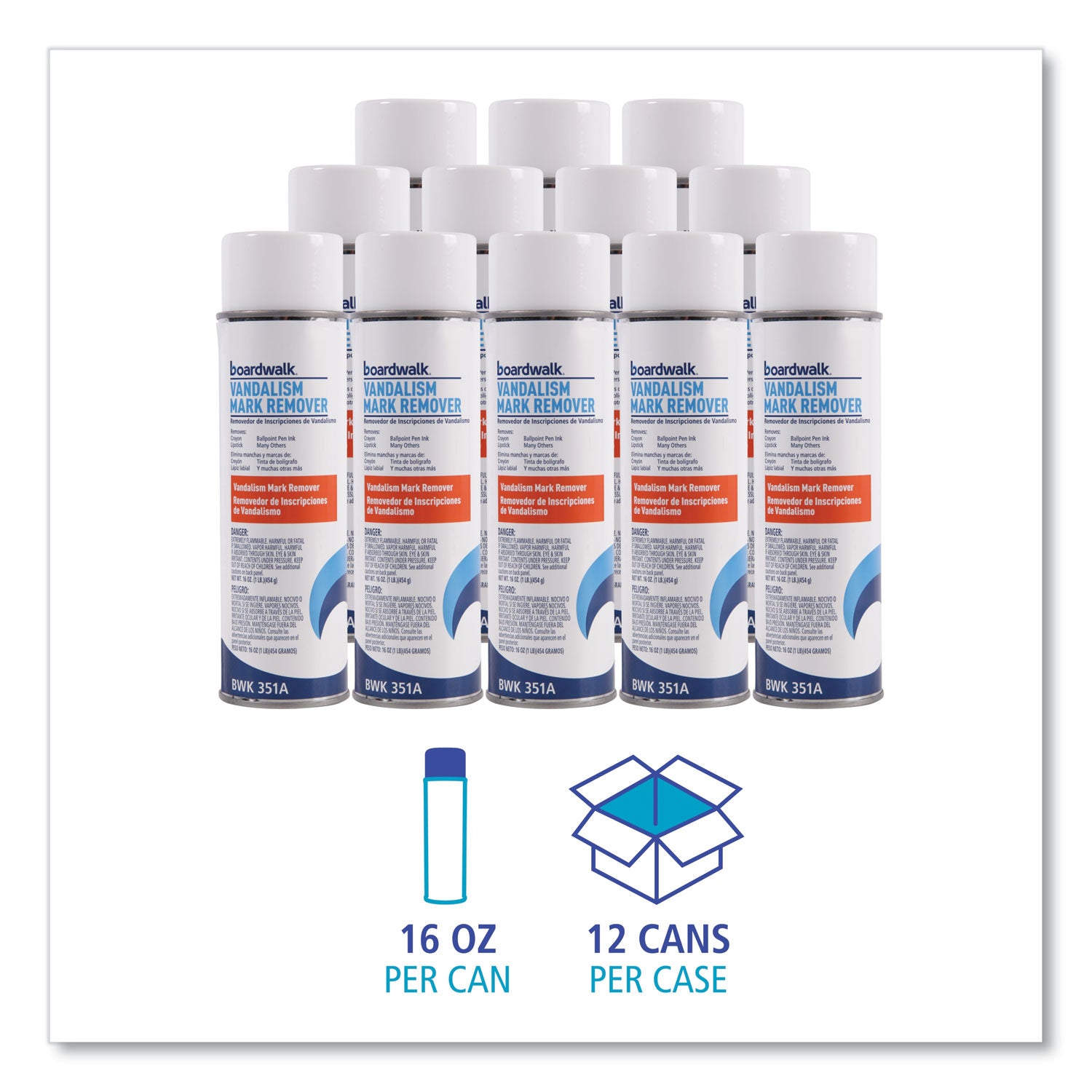 Vandalism Mark Remover, 15 oz Aerosol Spray, 12/Carton