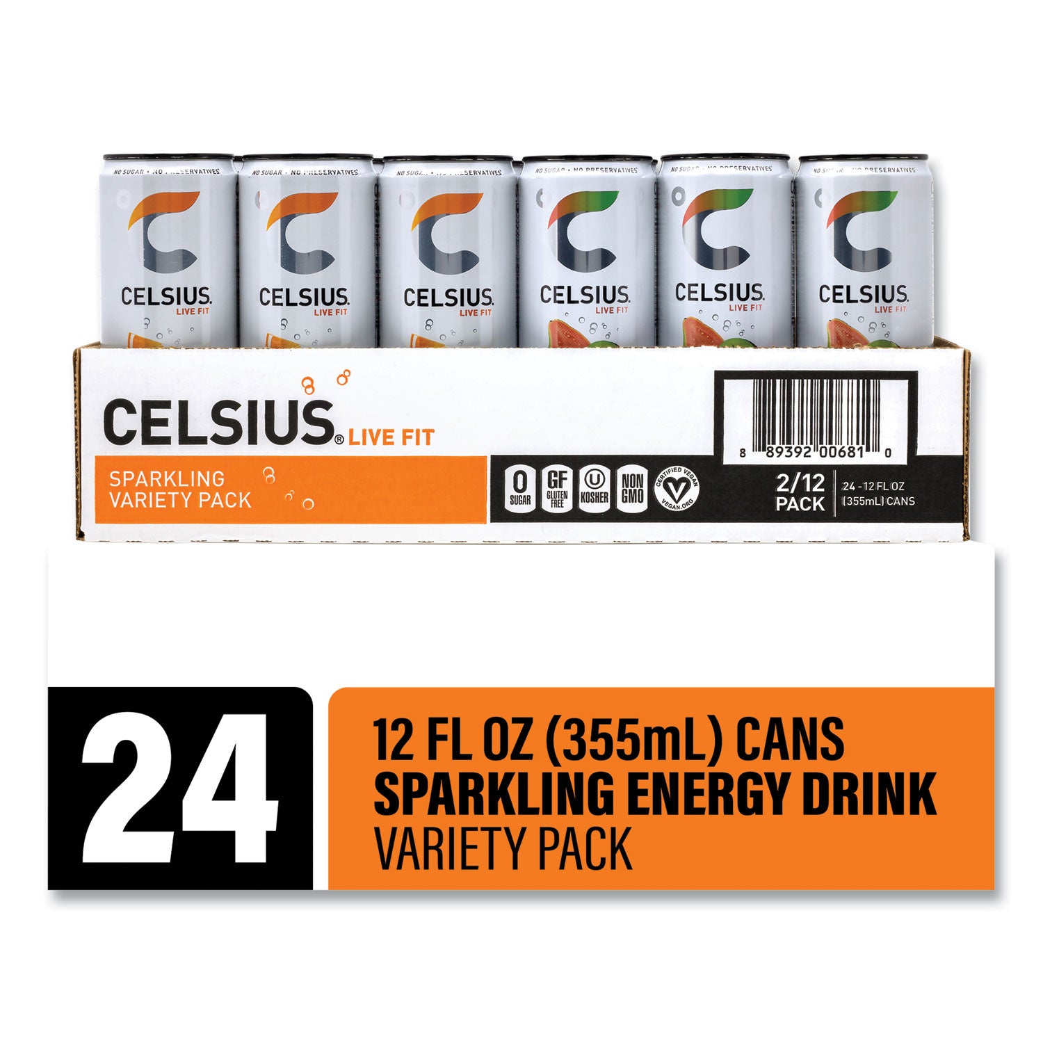 Live Fit Variety Pack, Kiwi Guava and Orange, 12 oz Can, 24/Carton